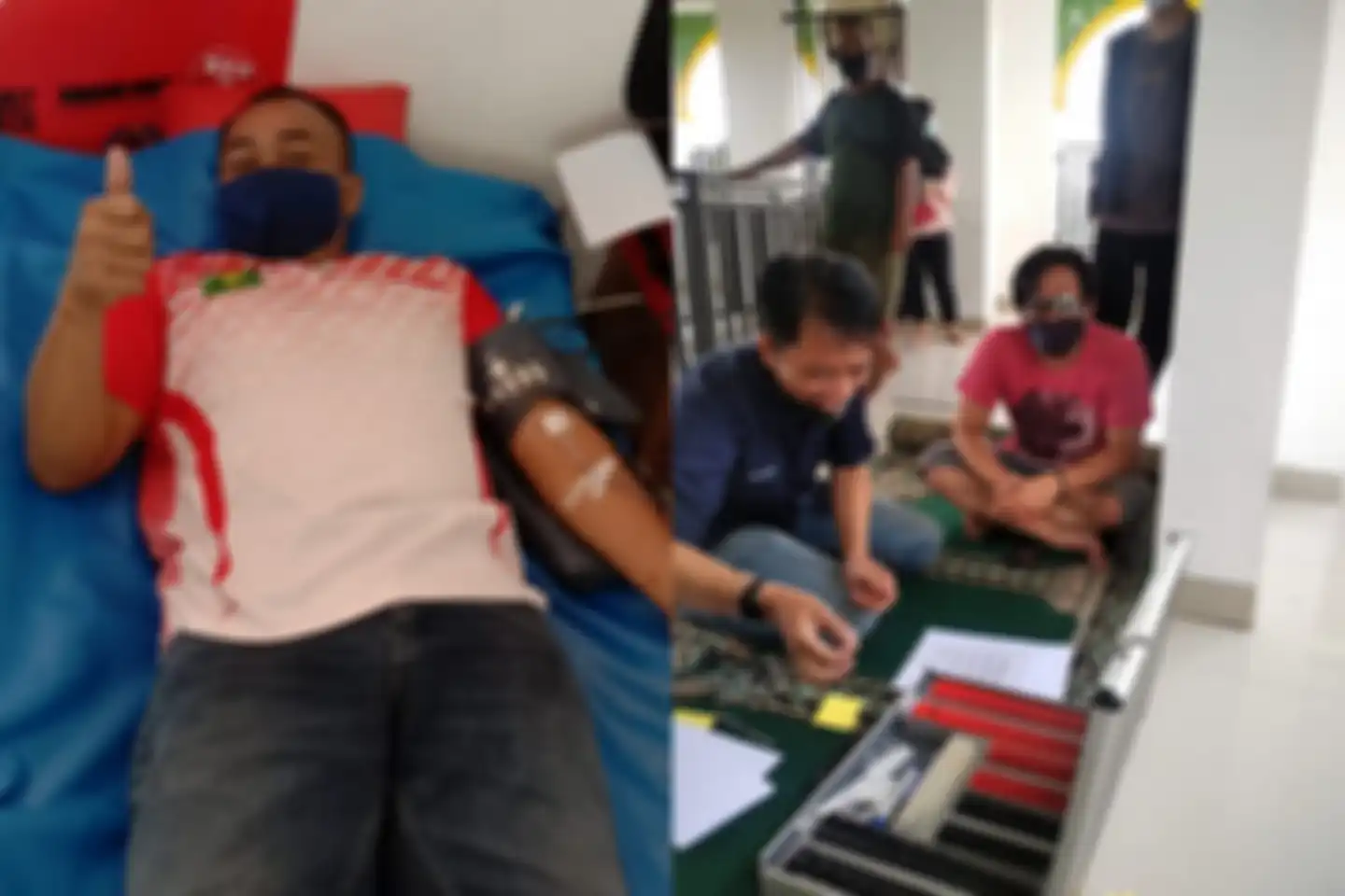 Donor darah di periksa mata sambil menunggu servis motor