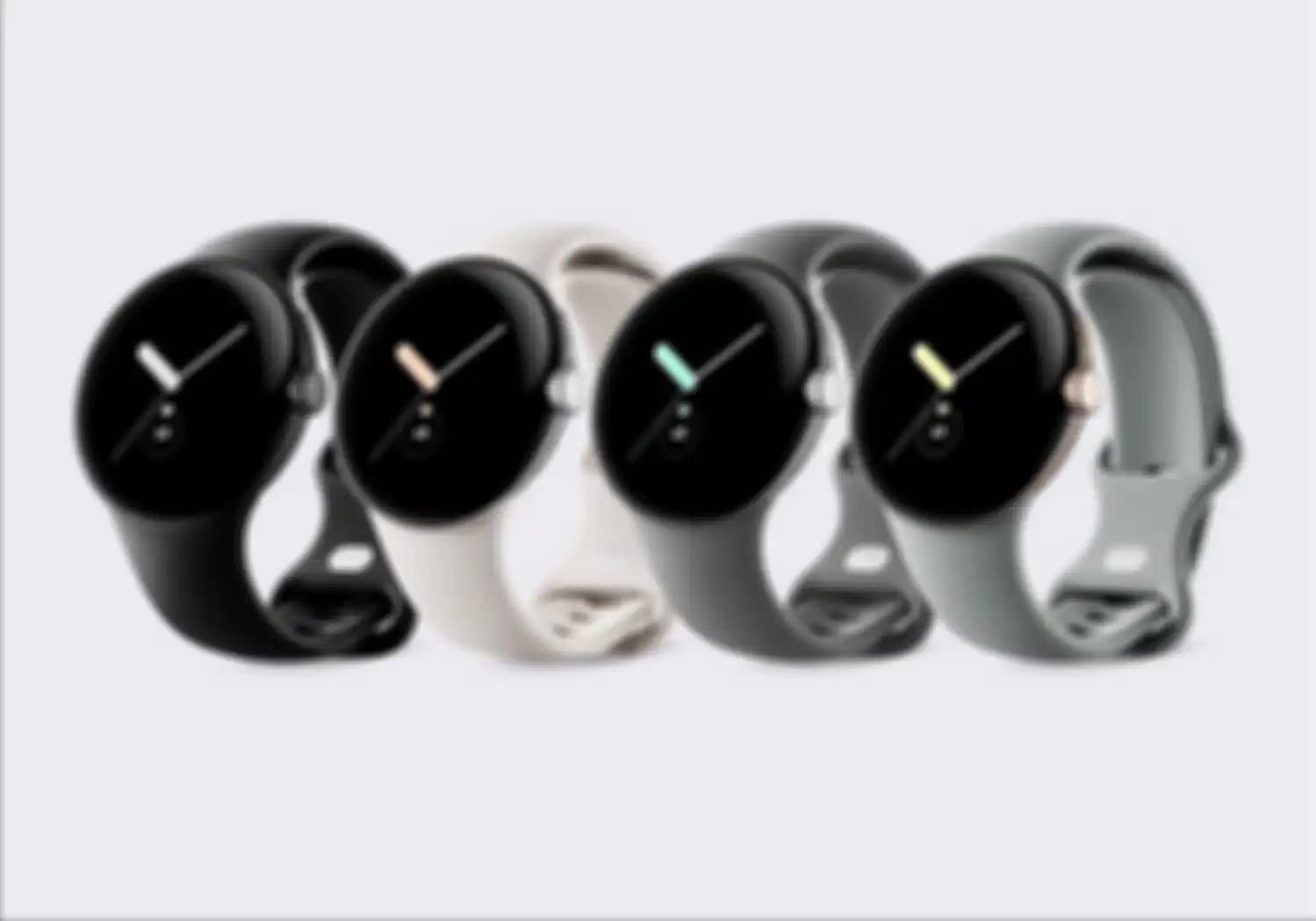 Empat varian warna Active Band bawan pada Google Pixel Watch.