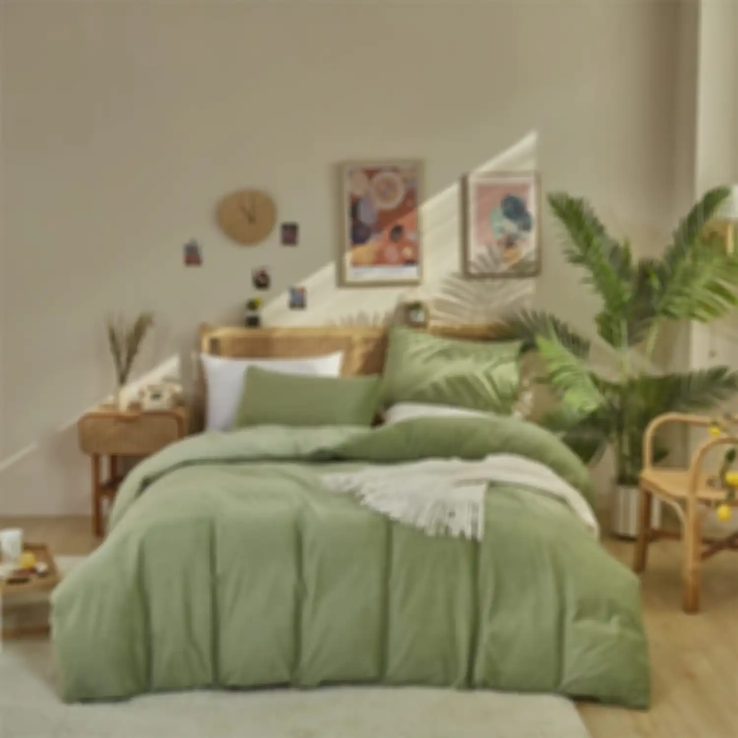 bed cover warna hijau sage(3)