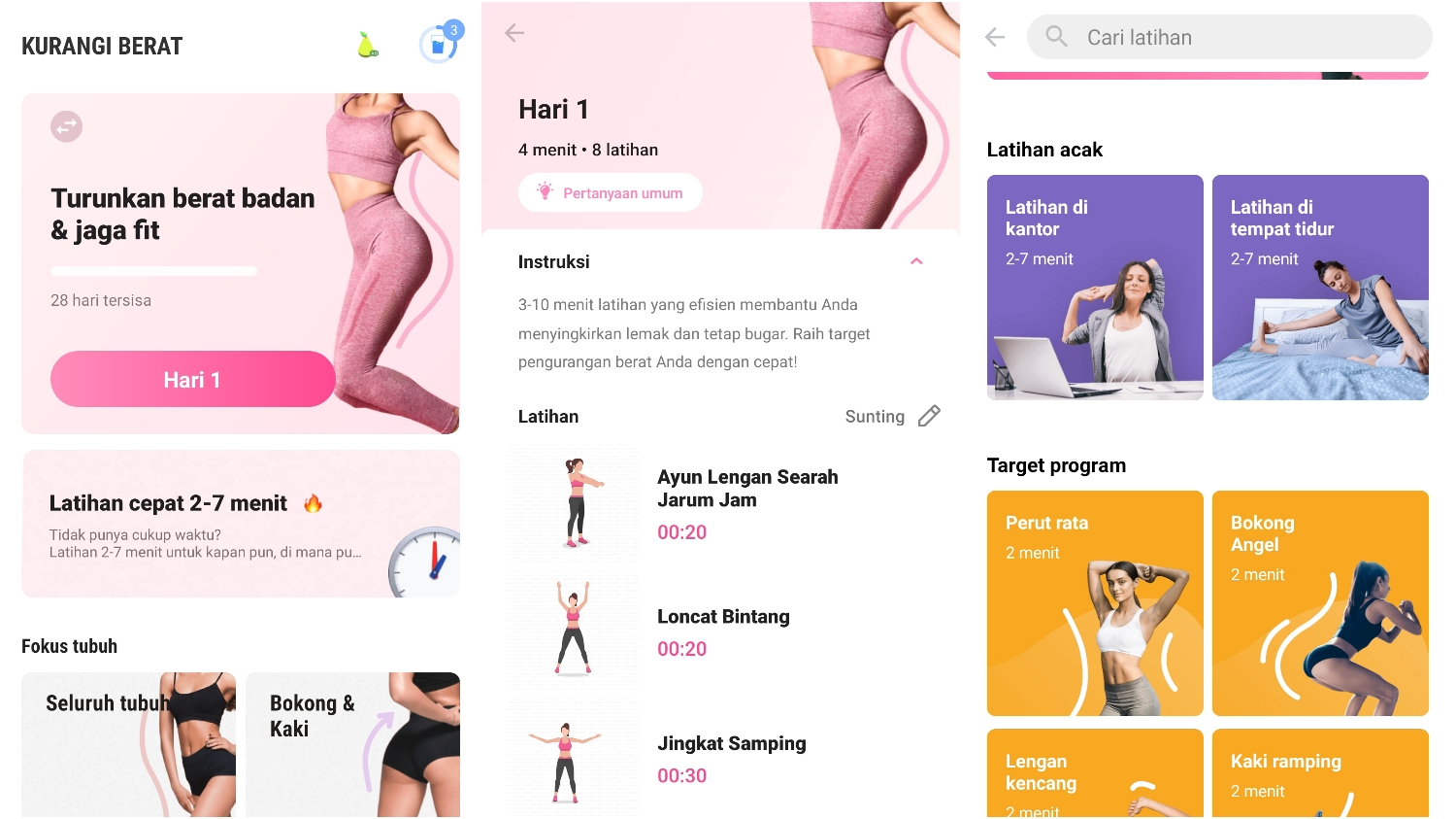 Aplikasi pengurang berat wanita yang bisa juga digunakan untuk olahraga.