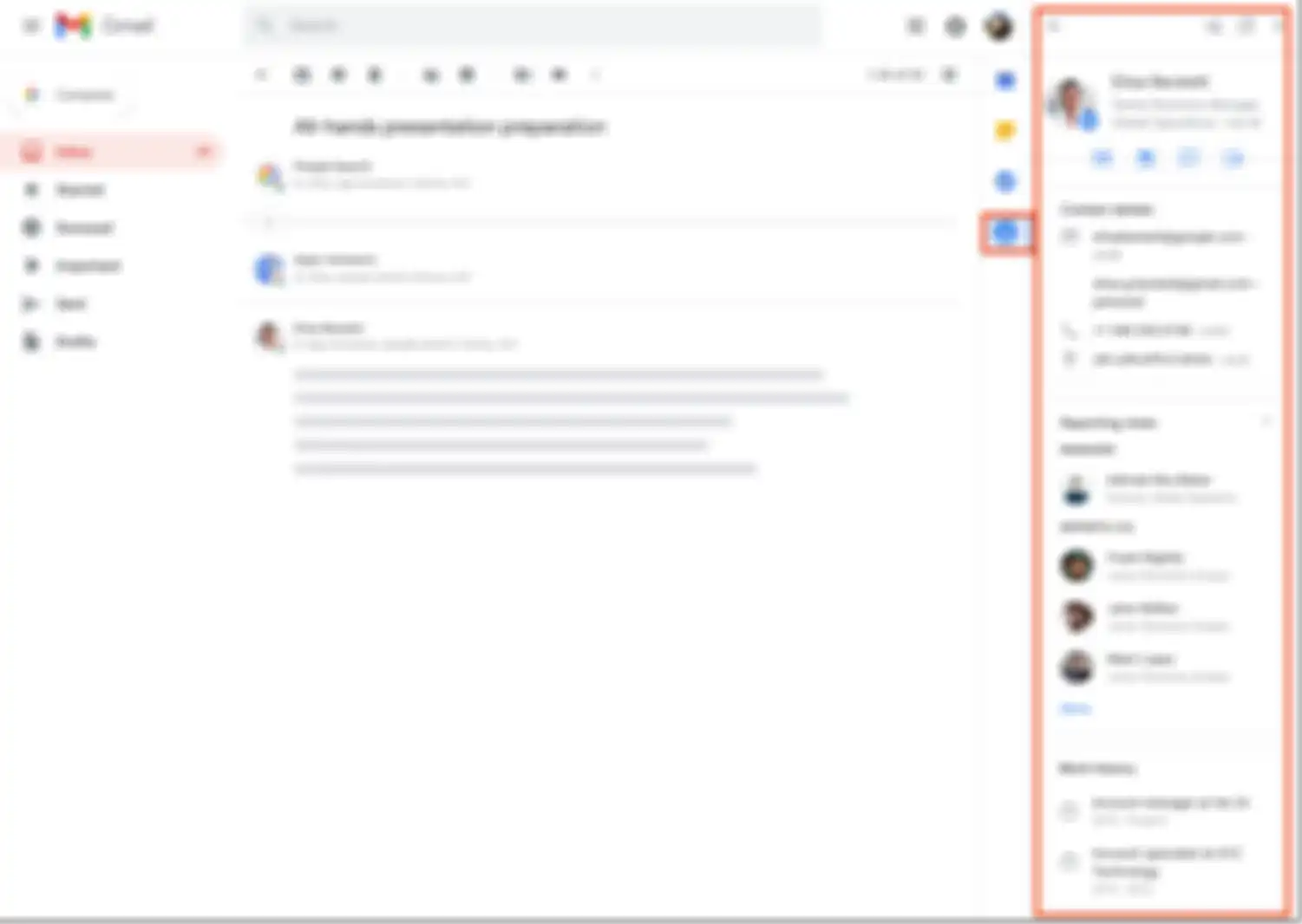Tampilan Gmail dengan sidebar baru