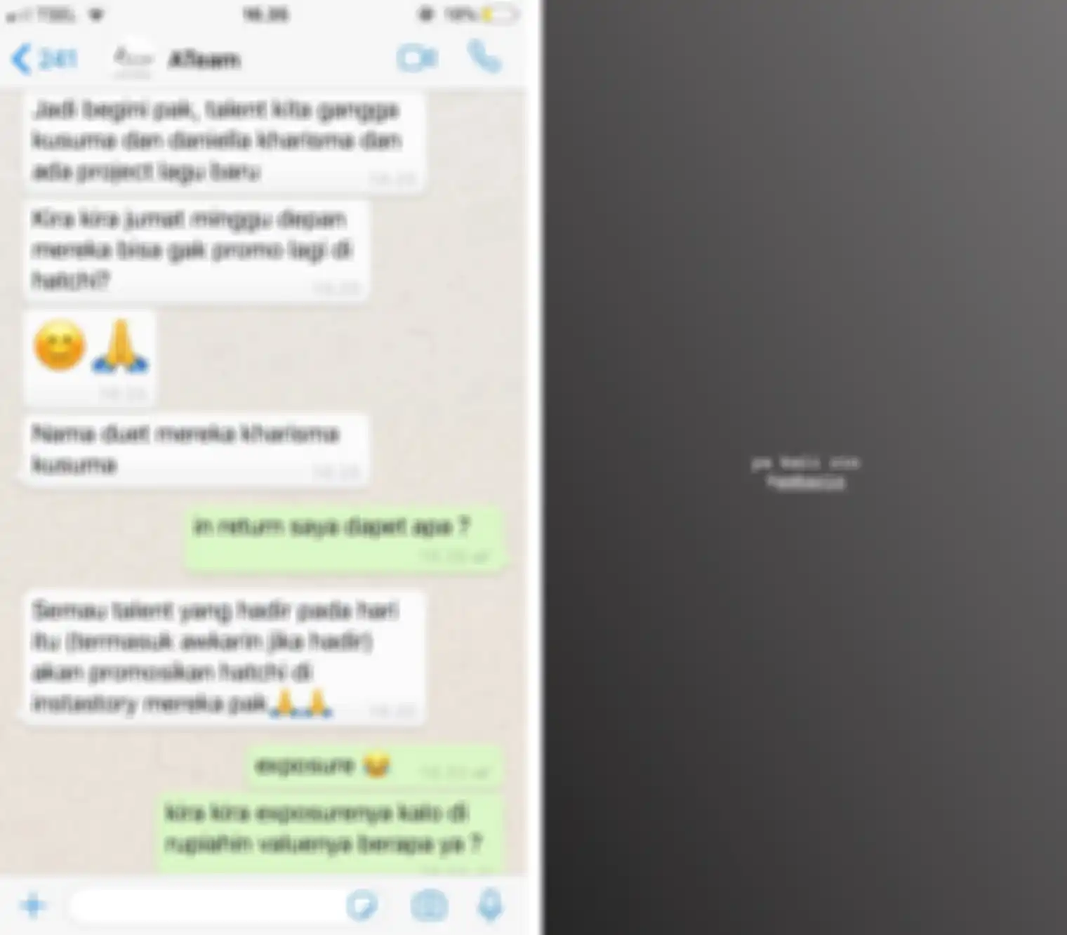 Postingan @ajung.scamy soal A Team yang hendak meminjam tempat untuk promosi lagu dengan bayaran exposure.