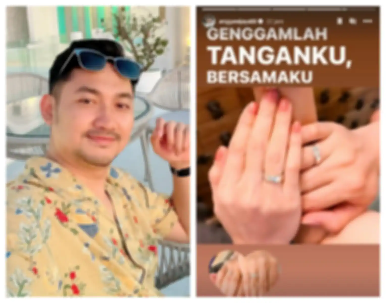 Angga Wijaya pamer cincin tunangan.
