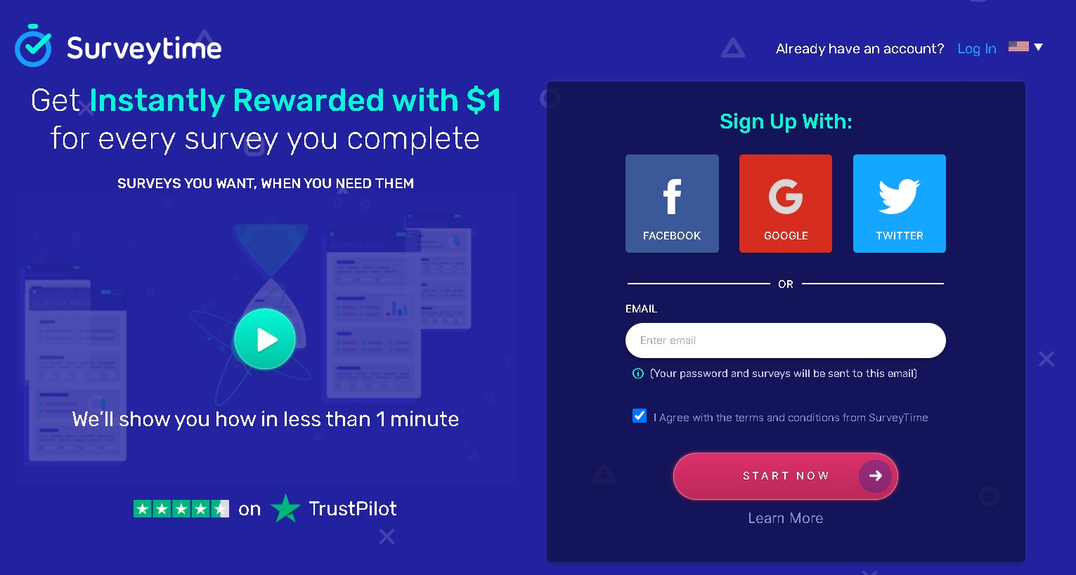 Pendaftaran aplikasi penghasil uang Surveytime.io