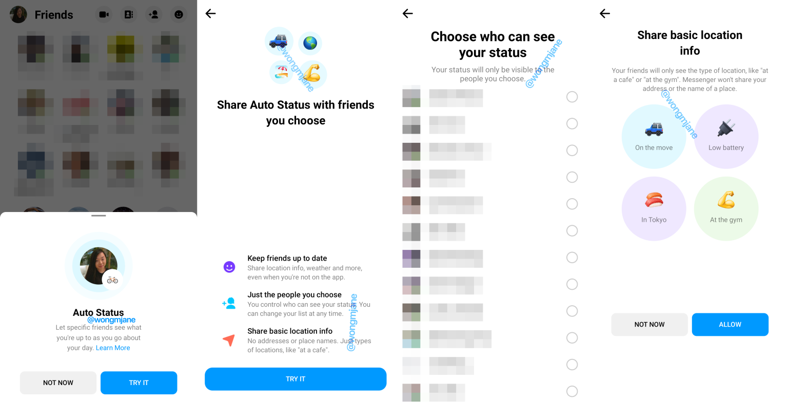 Fitur Auto Status Facebook Messenger.
