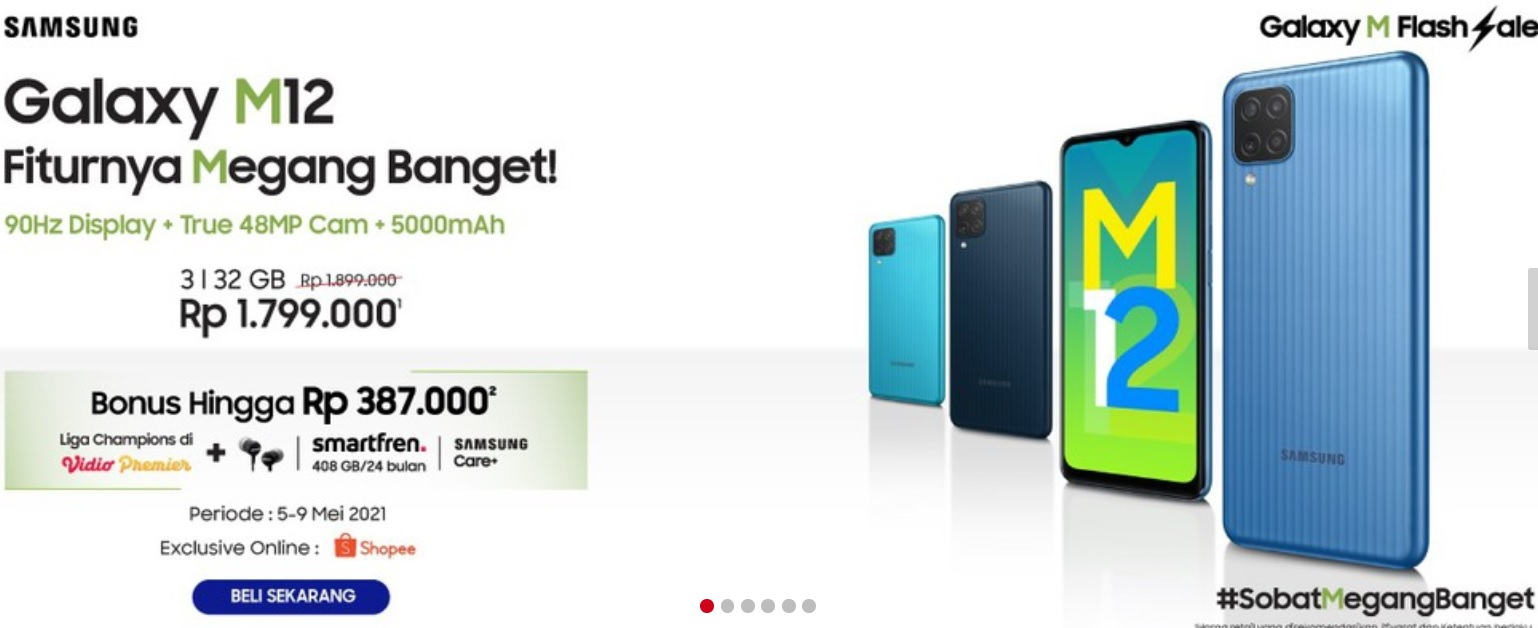 Tangkapan layar Flash Sale Samsung Galaxy M12 di Shopee.