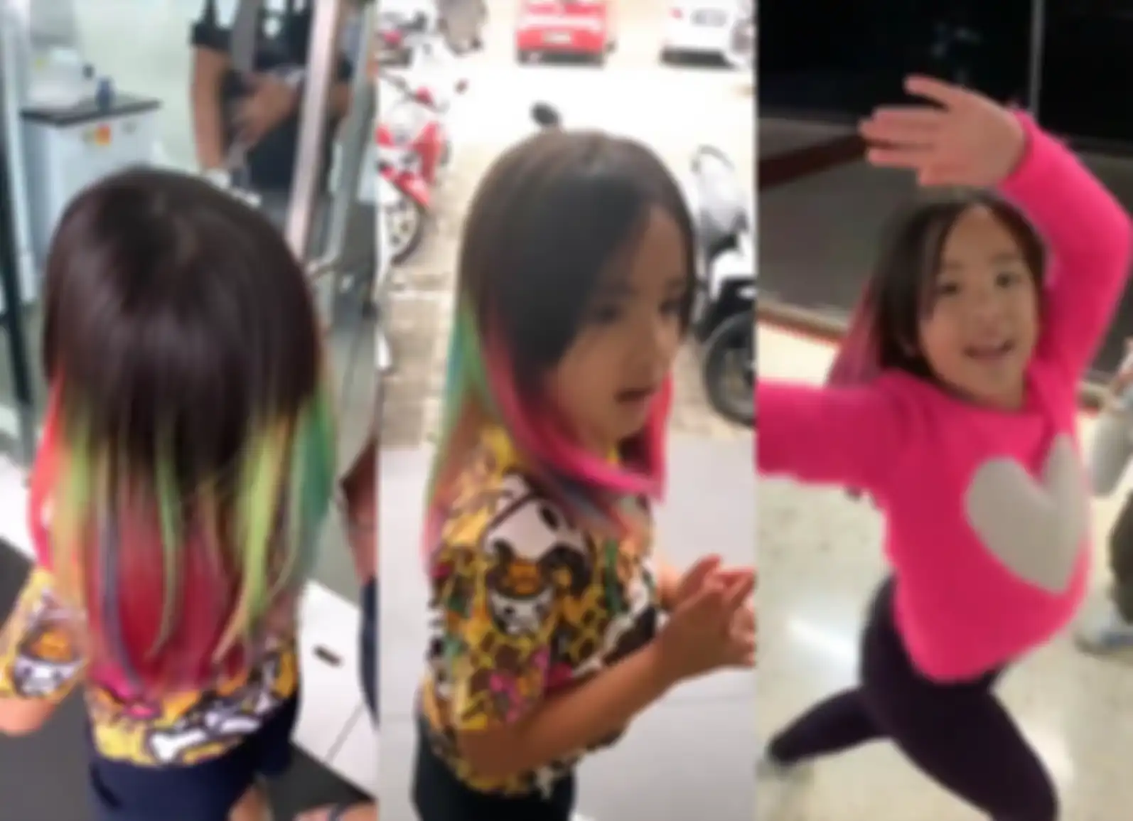 Penampilan terbaru Mikhayla dengan rambut pelangi