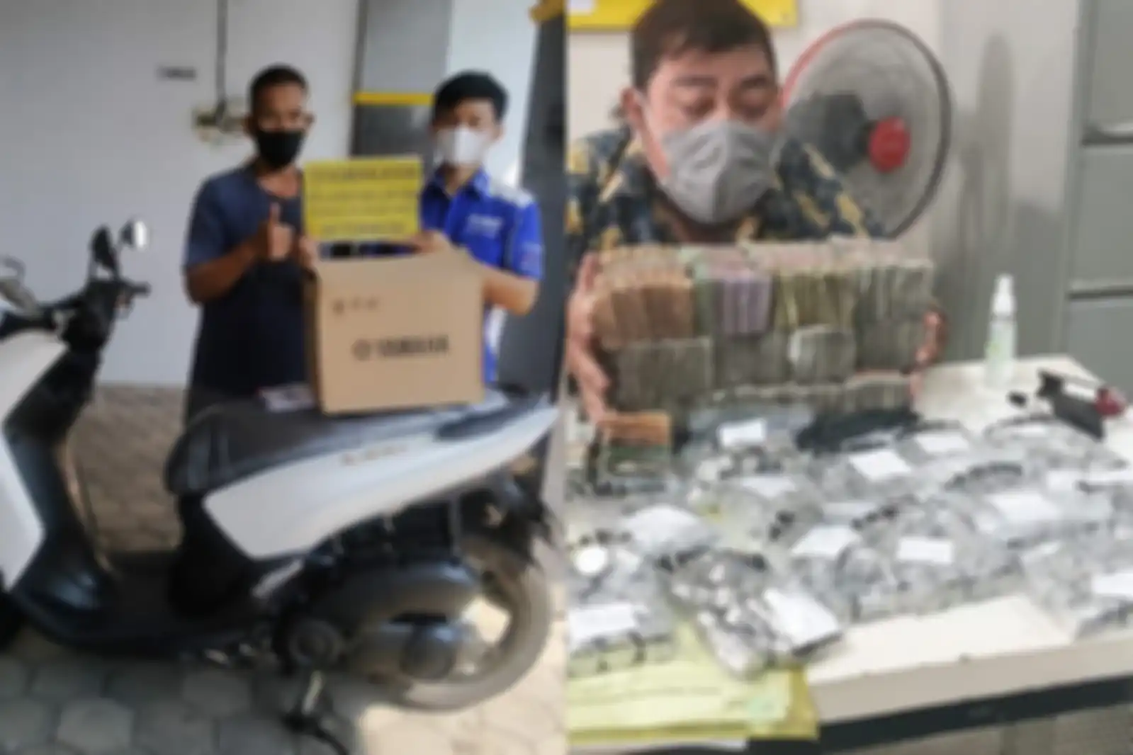 Salut, nabung uang koin Rp 1000 dan uang receh lainnya bertahun-tahun, bisa kebeli Yamaha Lexi baru.