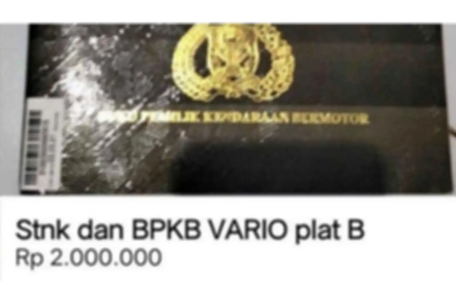 Ilustrasi STNK dan BPKB yang dijual di Facebook