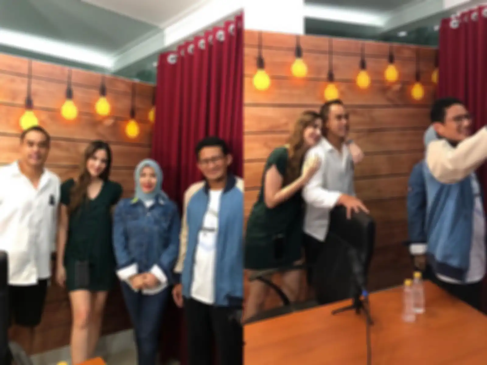 Tampilan Nia Ramadhani pakai mini dress saat foto bareng Sandiaga Uno dan Nur Asia Uno