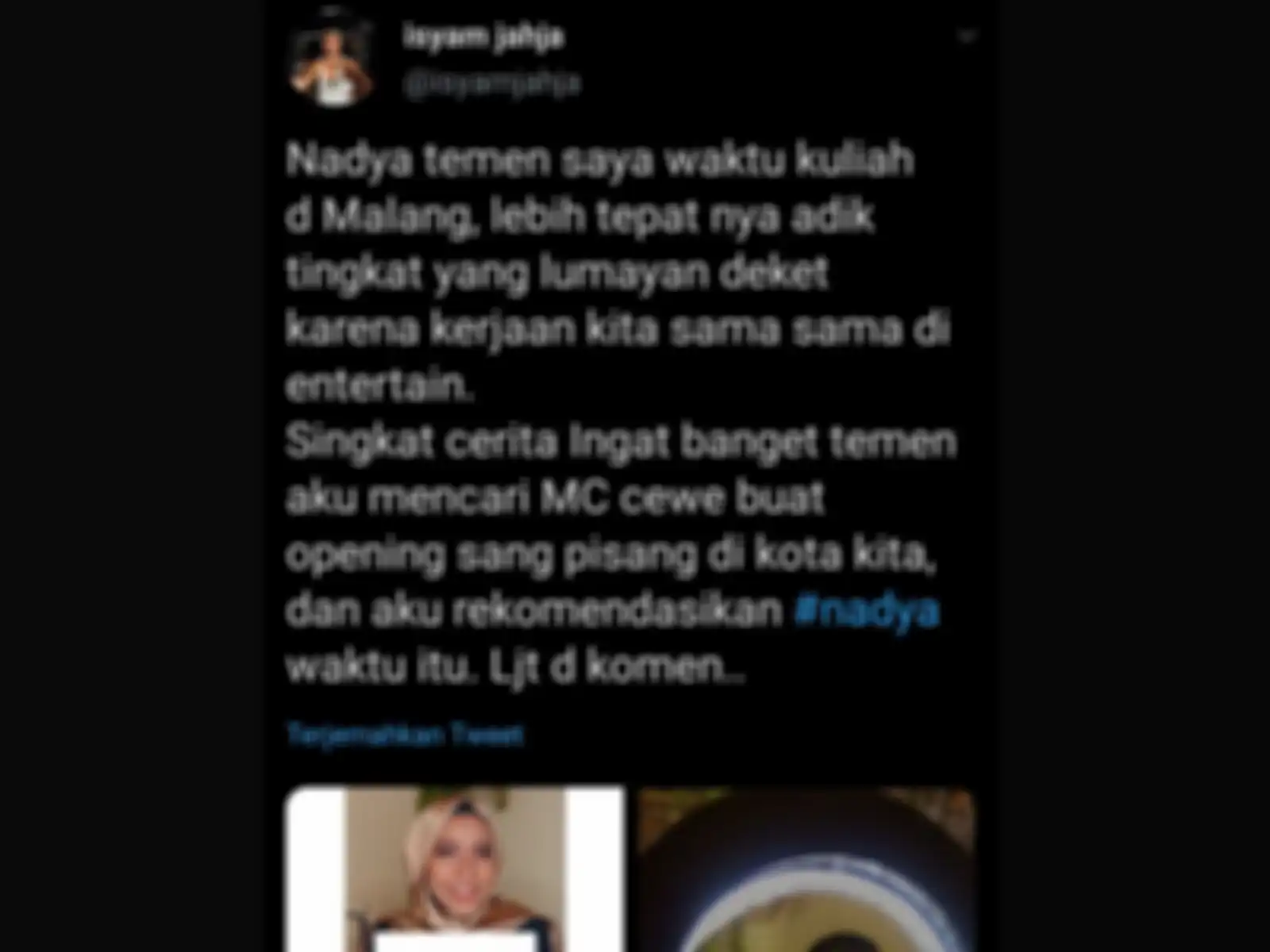 Unggahan teman dekat Nadya