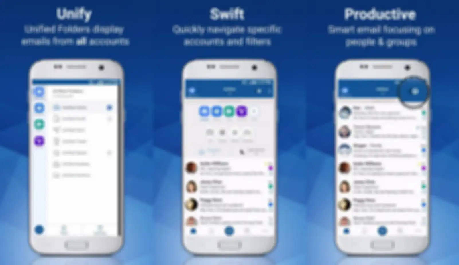 Beberapa fitur yang ada di aplikasi Blue Mail