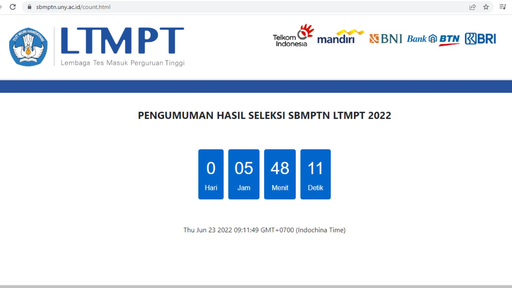 link akses pengumuman utbk 2022