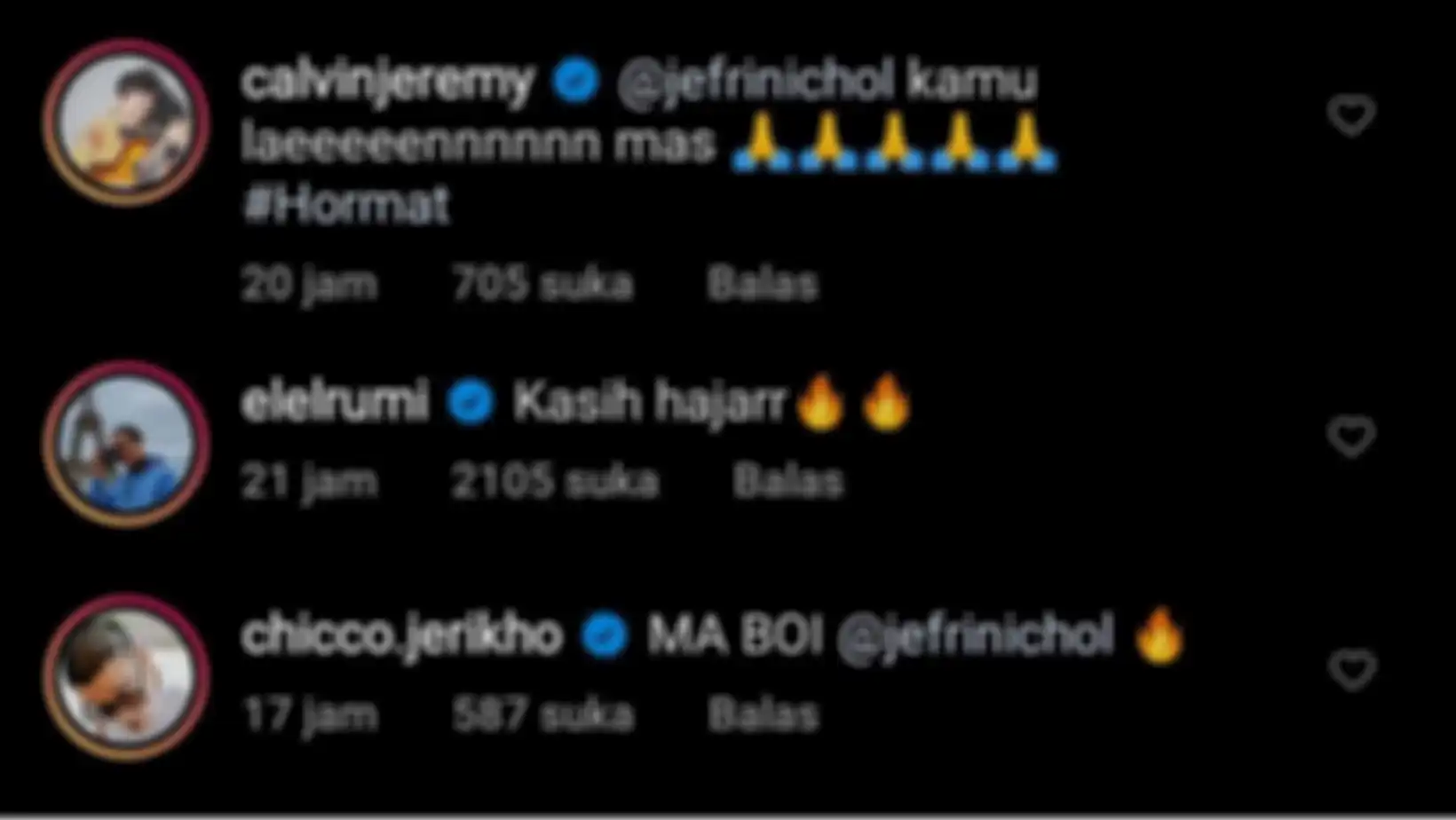 komentar seleb di akun IG Jefri Nichol