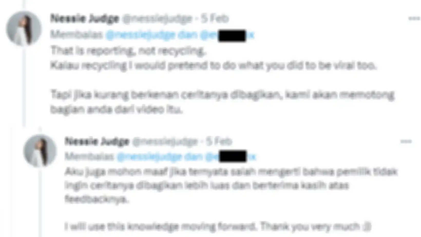 Penjelasan Nessie Judge tentang tuduhan YouTuber daur ulang