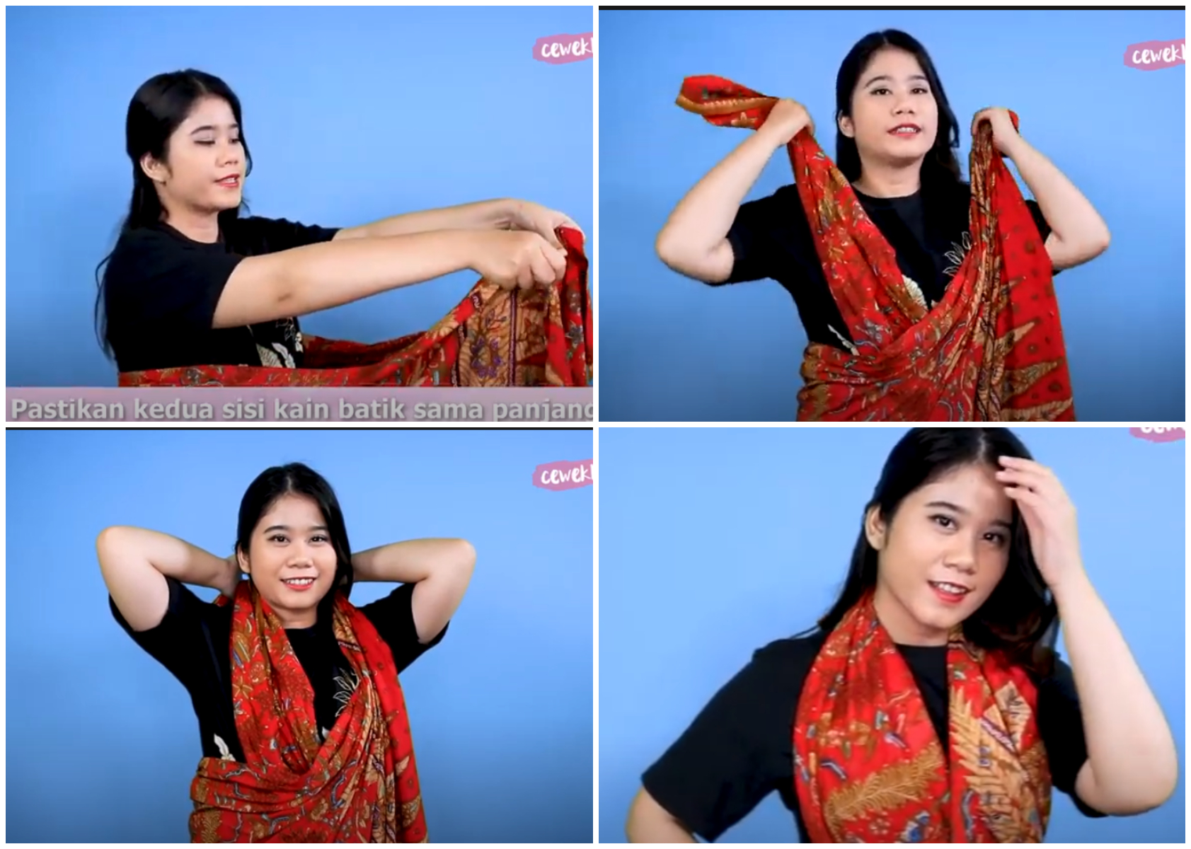 Step bikin halter neck dress dari kain batik 