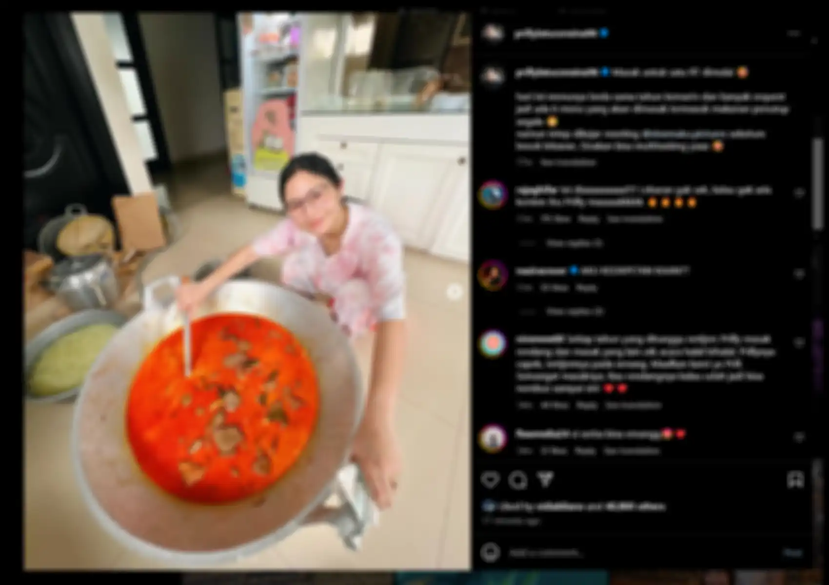 Prilly Latuconsina bagikan momen masak-masak saat Lebaran 2024.