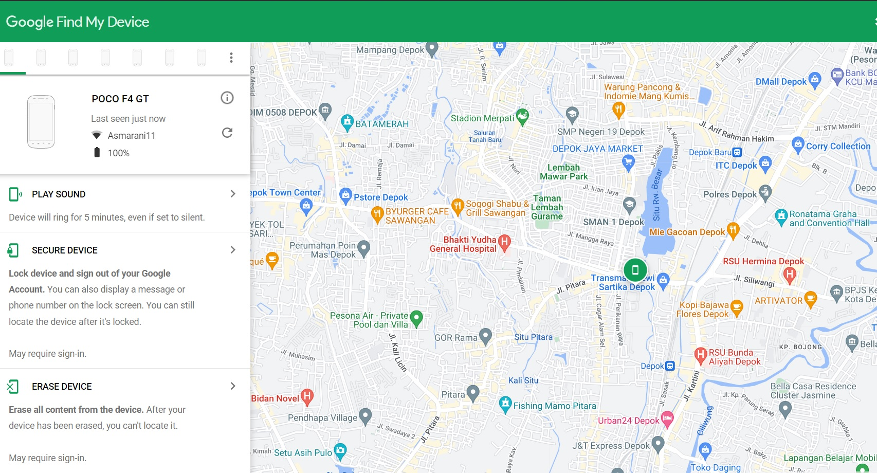 Ilustrasi Google Find My Device.