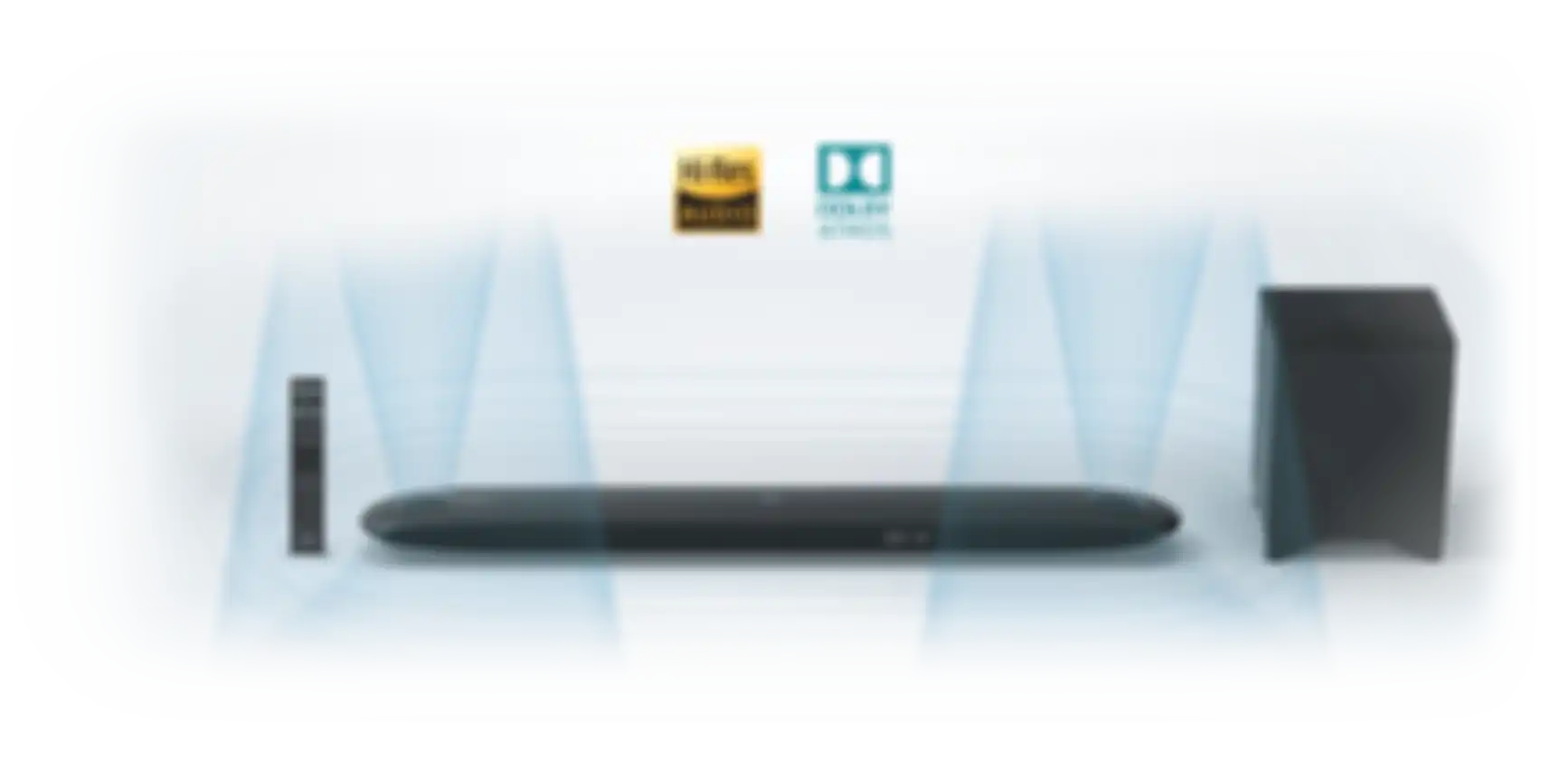 Ilustrasi Sound Bar Home Theater System dengan Dolby Atmos.