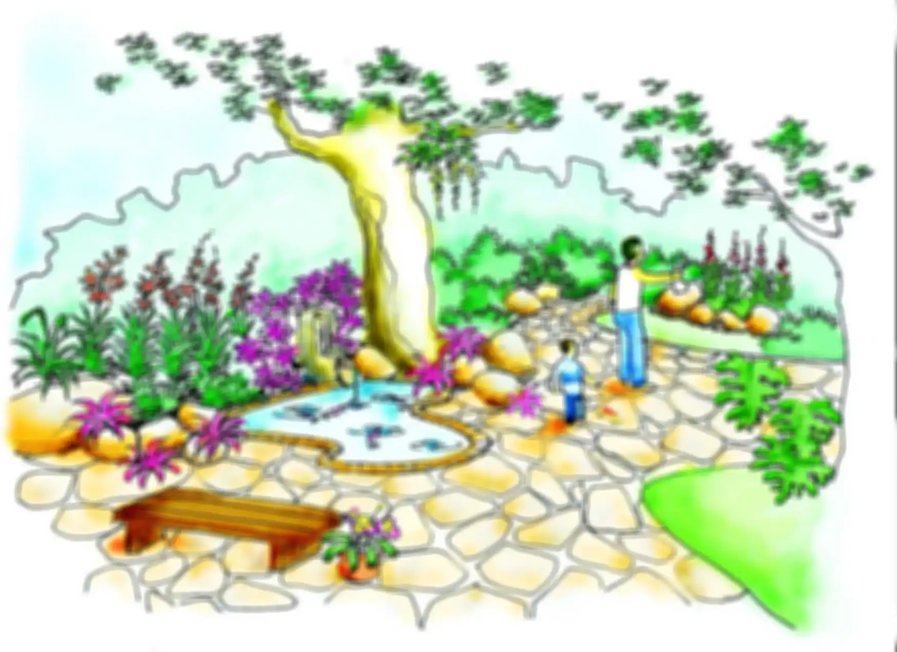 Desain taman anggrek tropis oleh arsitek lansekap Hari Harjanto.