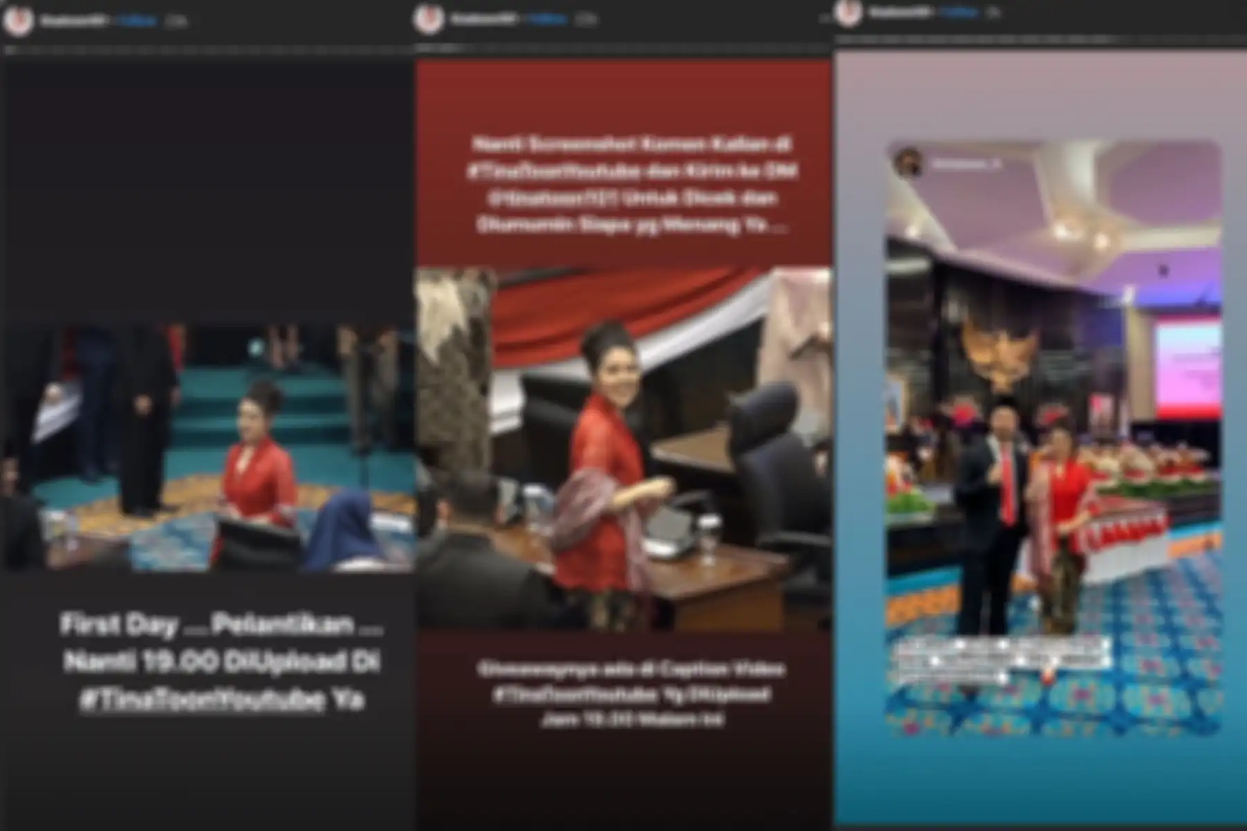 Penampilan Tina Toon saat pelantikan