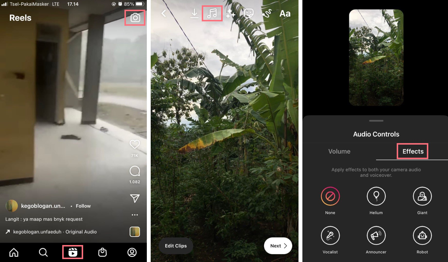 Cara menambah efek suara di Instagram Reels
