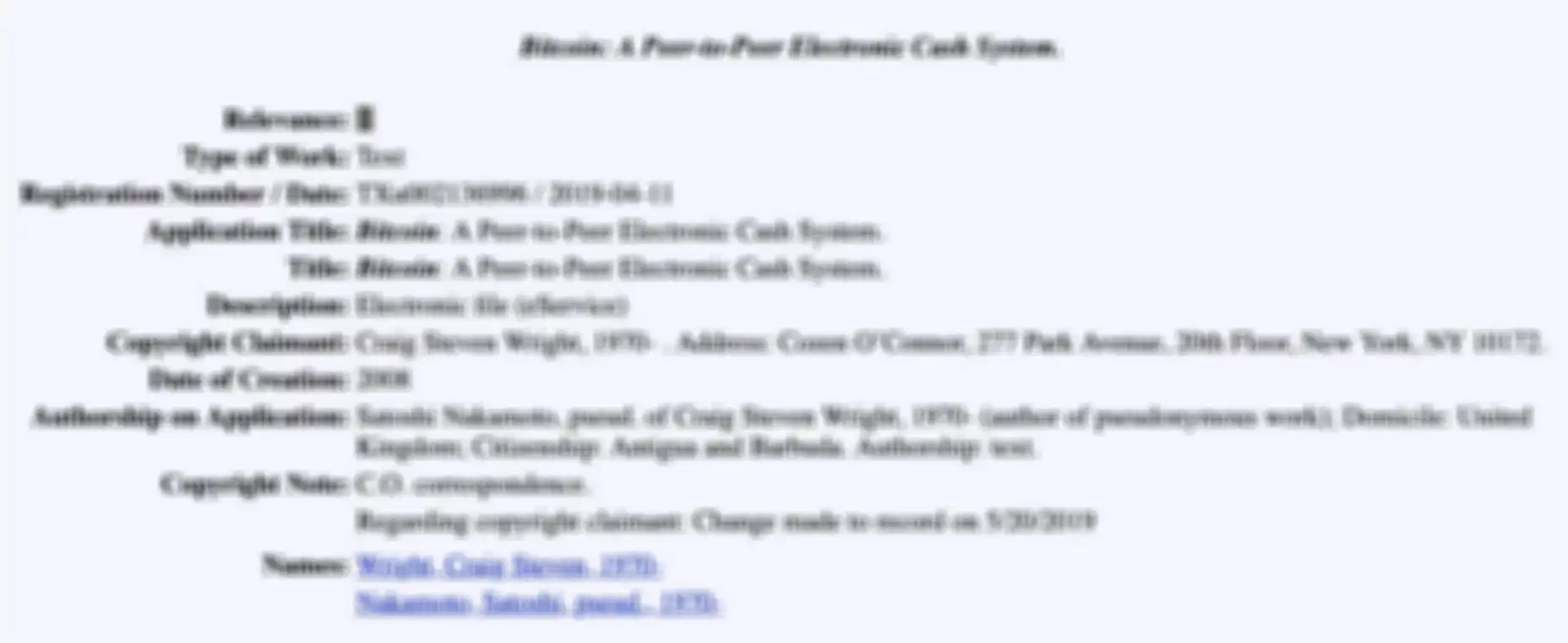 Pengajuan hak paten Craig Wright