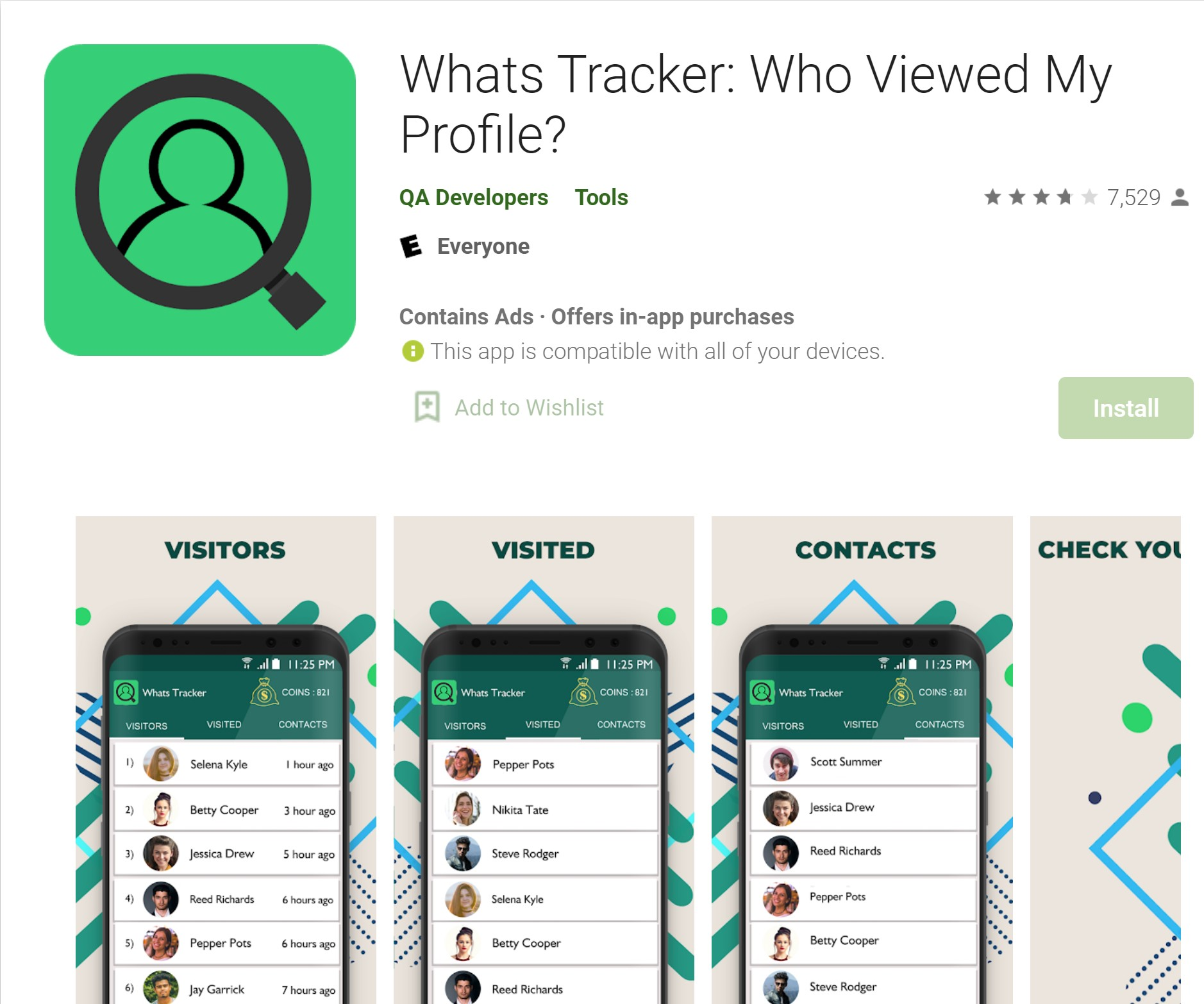Tampilan aplikasi Whats Tracker