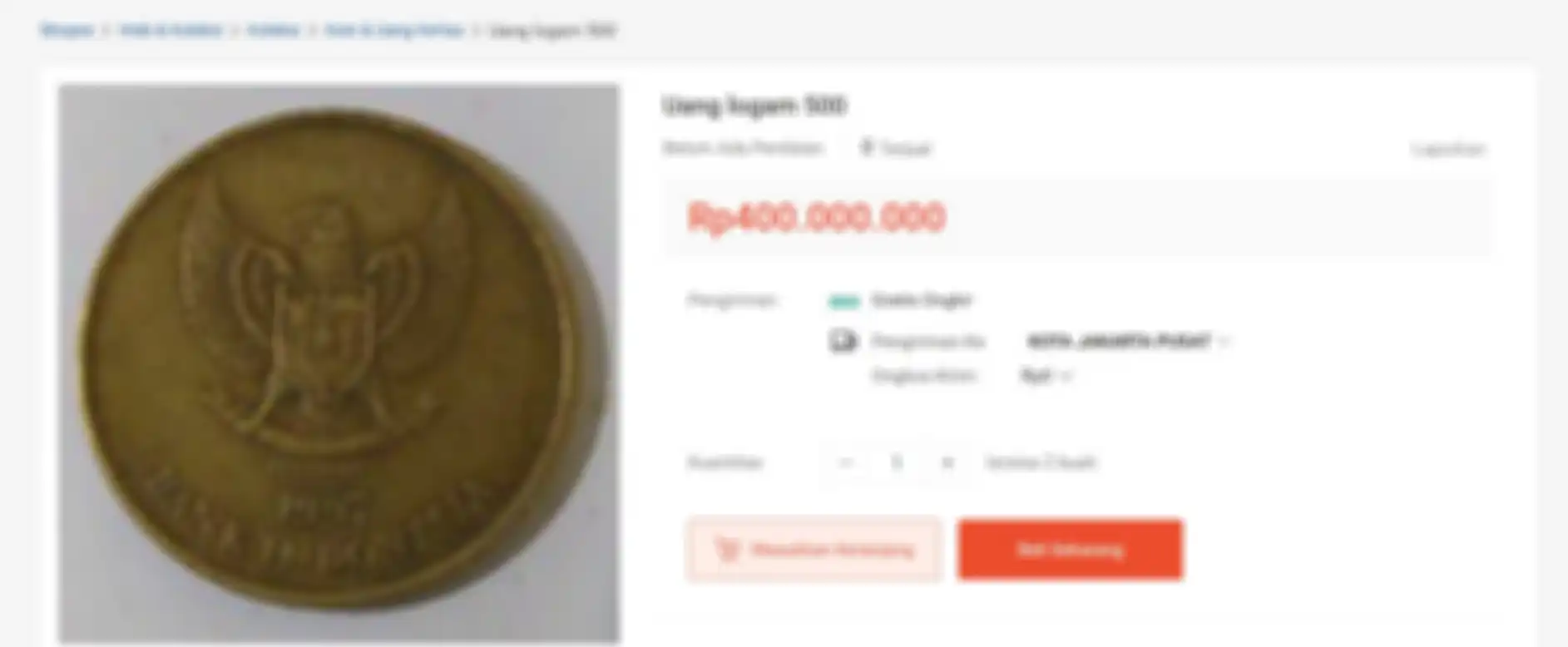 Penjualan uang logam Rp 500 seharga Rp 400 juta, lebih mahal dari motor baru ini.