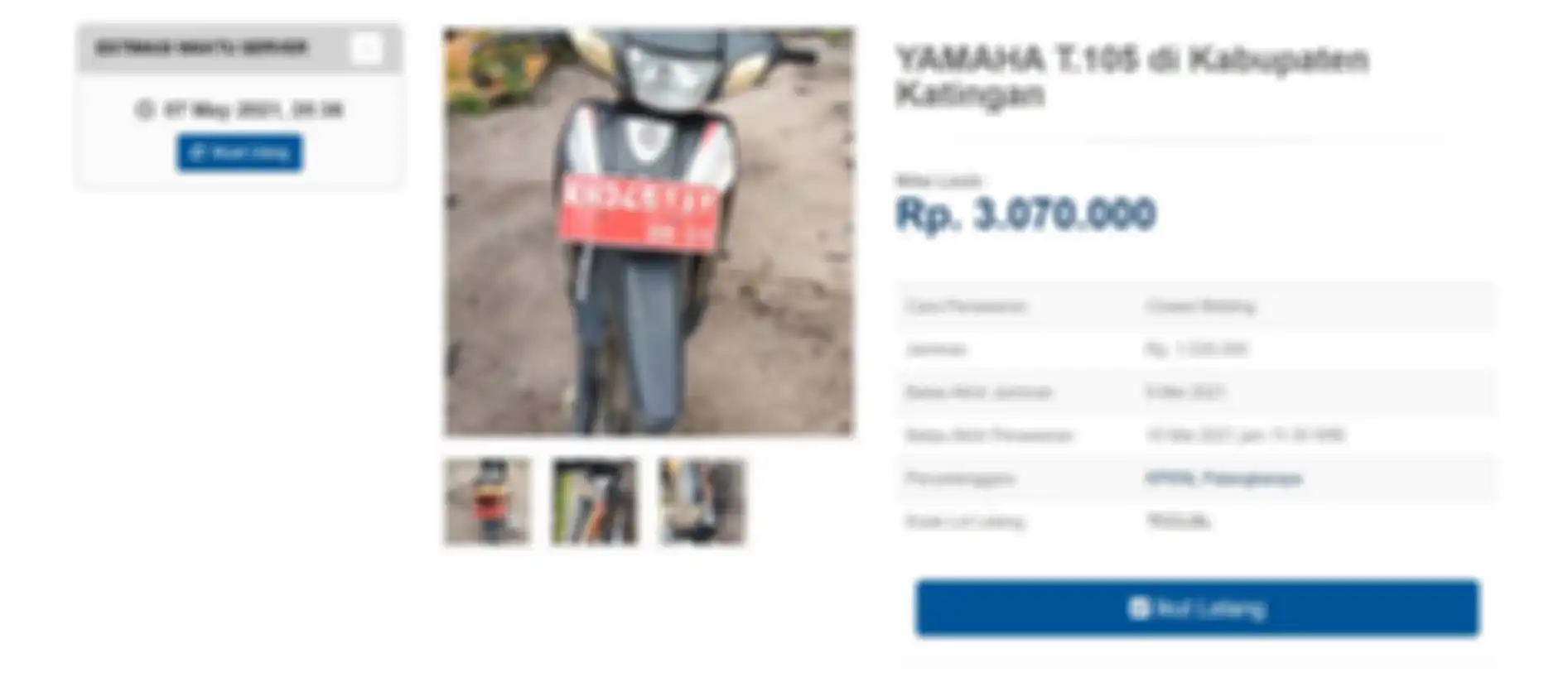 Info lelang motor bekas Yamaha Vega R.