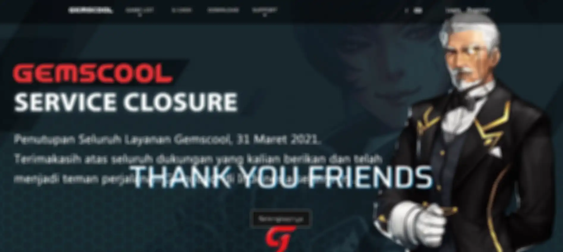 Gemscool akan tutup semua layanan game online pada tanggal 31 Maret 2020.