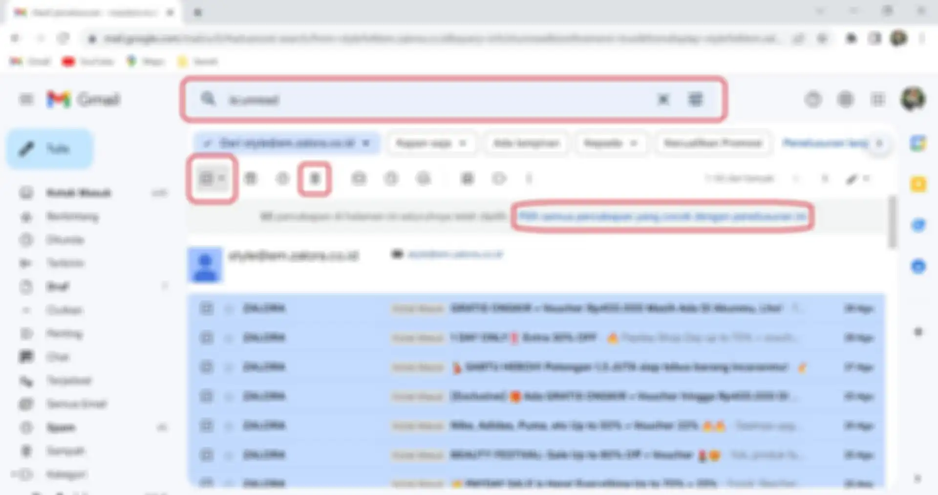 Cara menghapus semua email pada Gmail Web