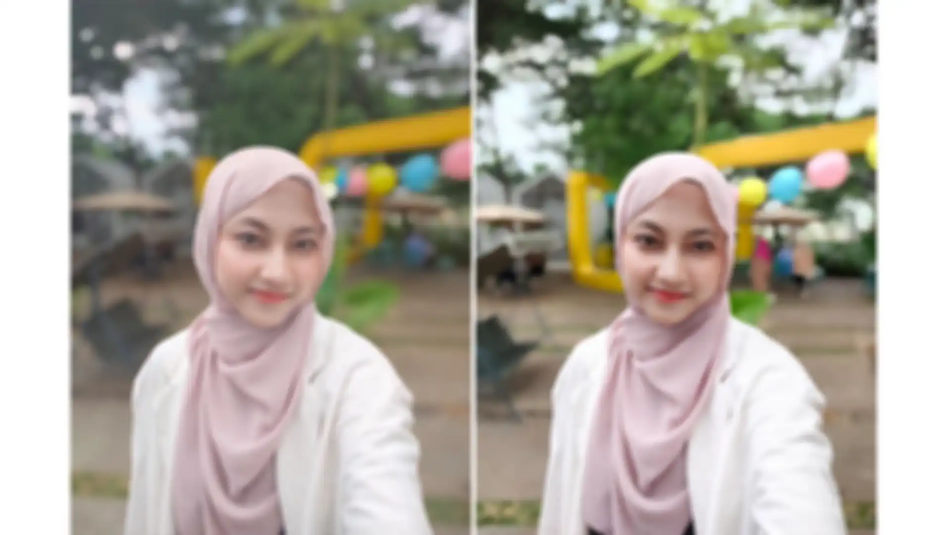 Hasil foto selfie OPPO Reno6 dengan ColorOS 11 (kiri) dan ColorOS 12 (kanan)