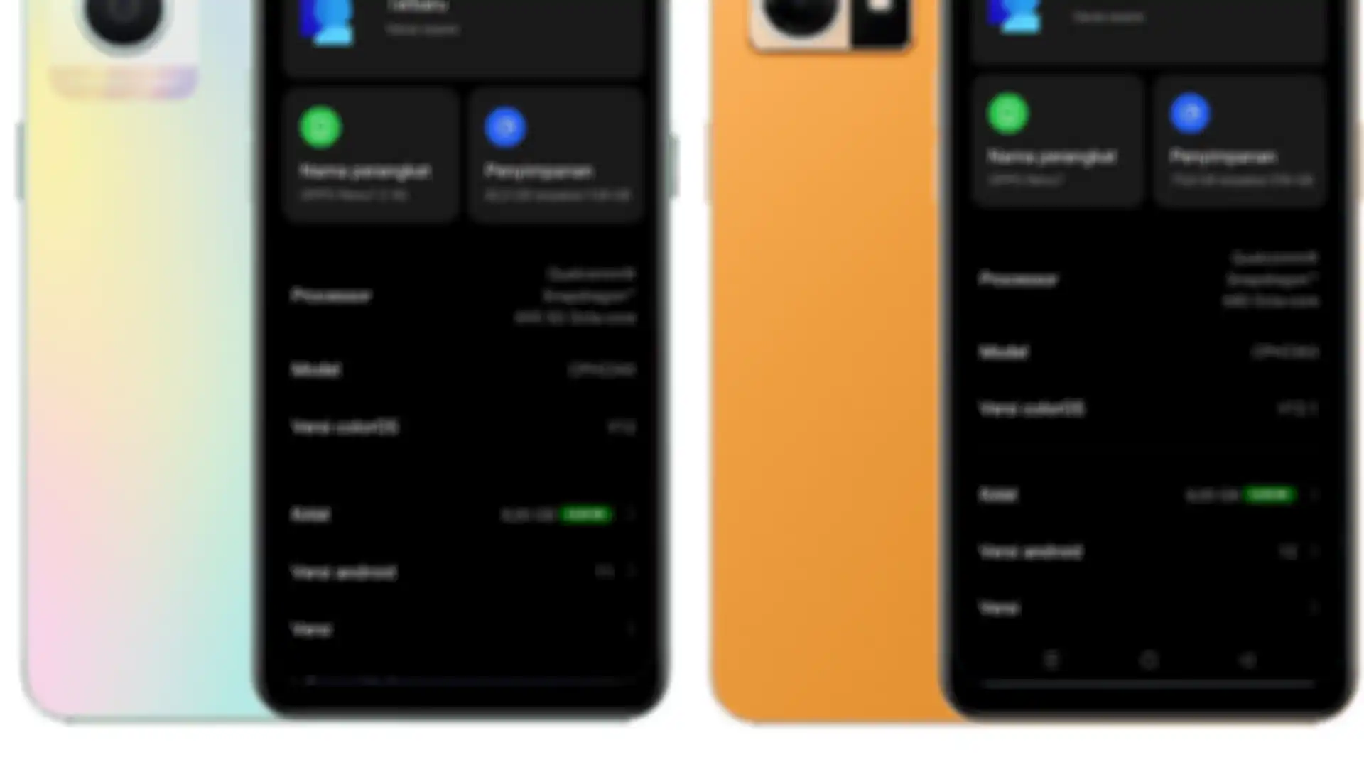 Versi ColorOS 12 di OPPO Reno7 Z 5G (kiri) dan Reno7 4G (kanan)