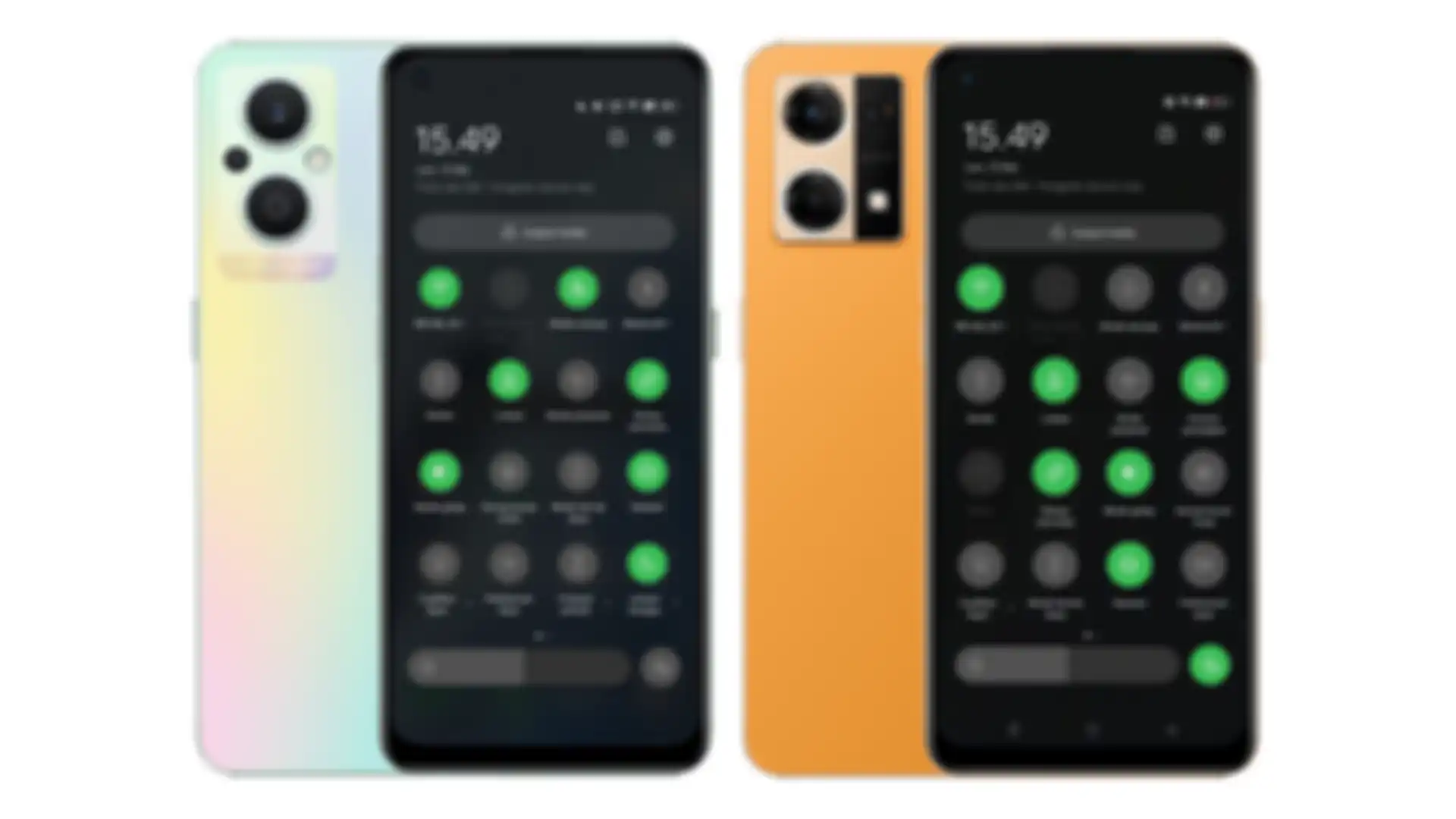 Tampilan pusat kendali ColorOS 12 di OPPO Reno7 Z 5G (kiri) dan Reno7 4G (kanan)