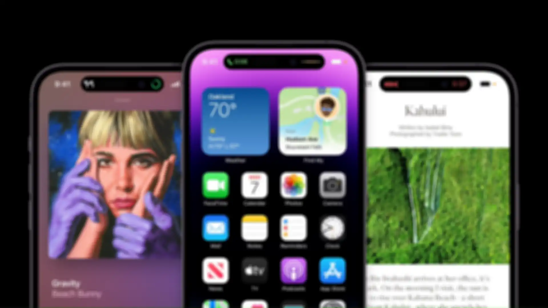 Tampilan Dynamic Island pada layar iPhone 14 Pro dan iPhone 14 Pro Max. 