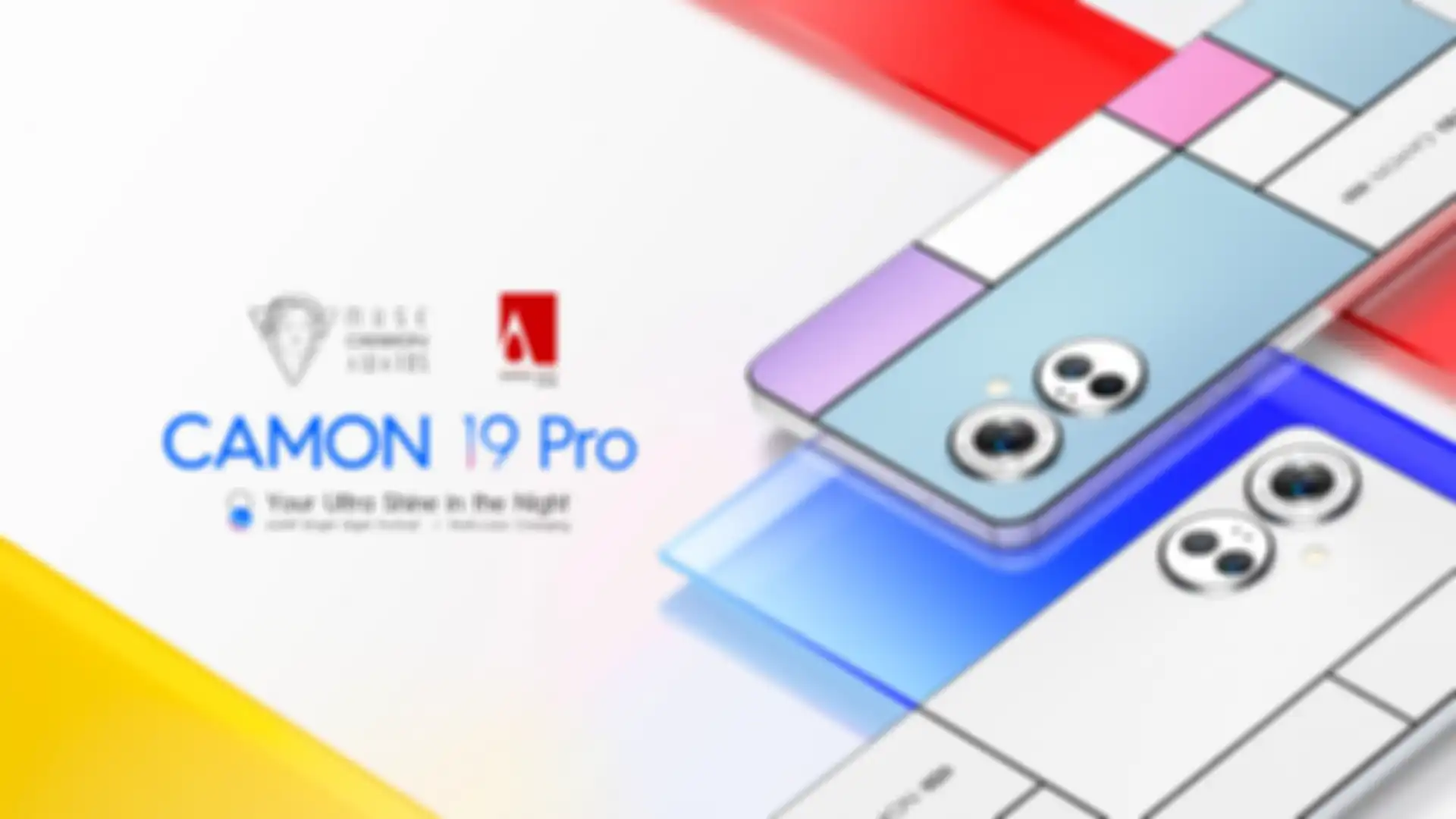 Tampilan kamera belakang dan spesifikasi kamera pada Tecno Camon 19 Pro Mondrian. 
