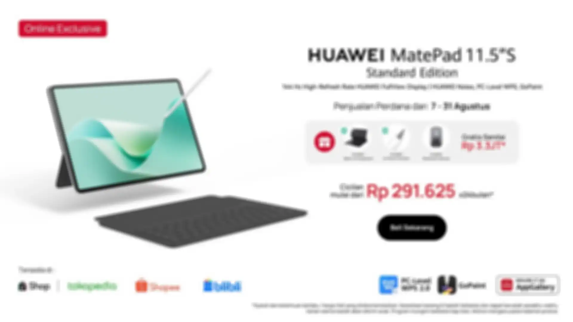 harga dan ketersediaan huawei matepad 11.5s tanpa papermatte
