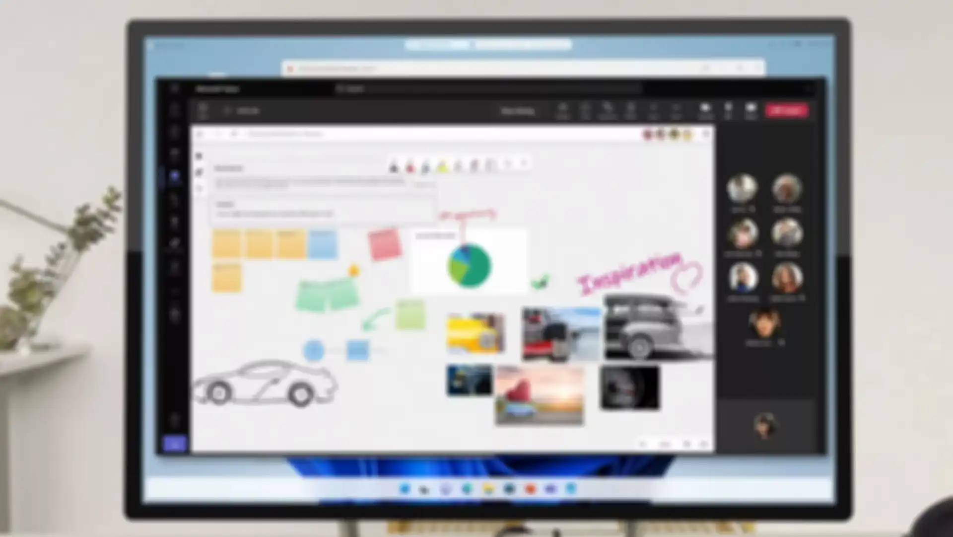 Screenshot tampilan UI dekstop Windows dan aplikasi Microsoft Teams yang diduga Windows 12. 