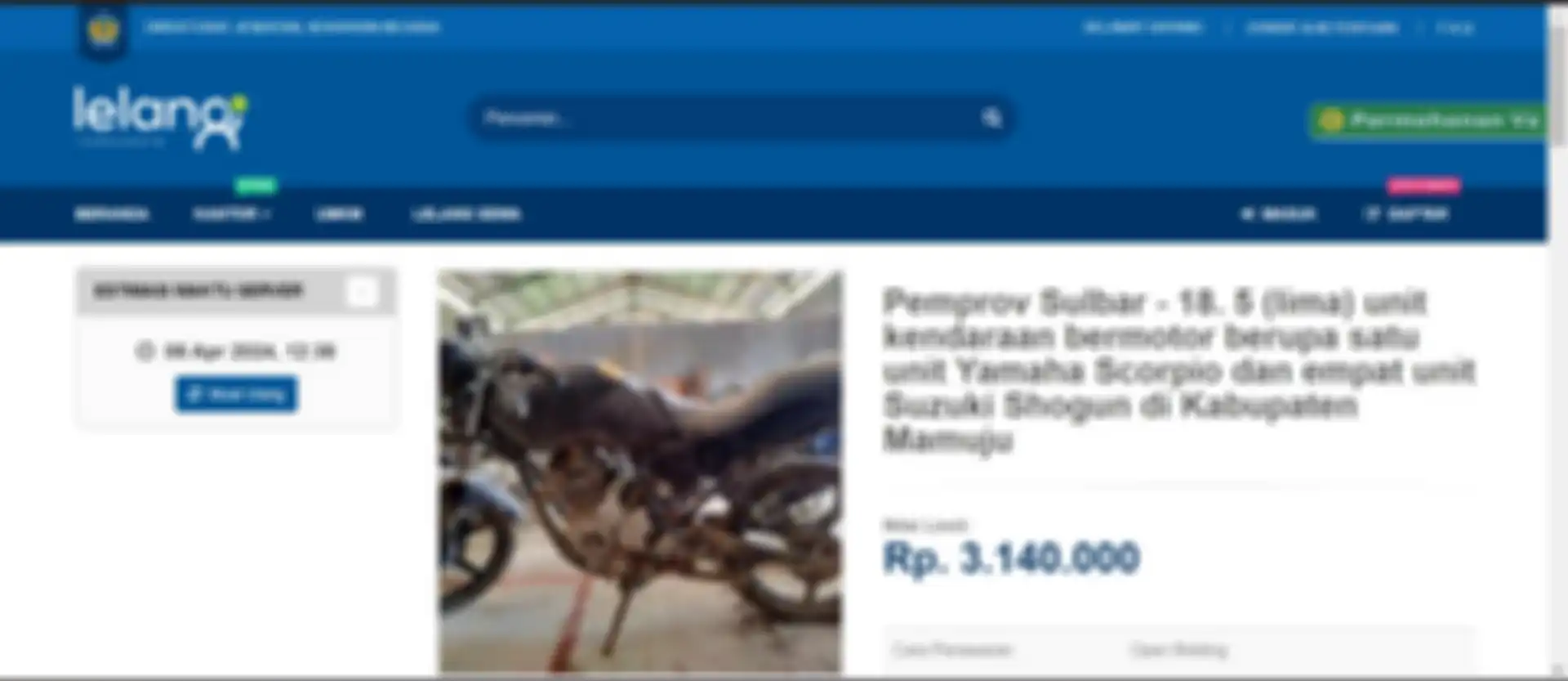 Lelang 5 motor murah dengan harga Rp 3.140.000 di Mamuju.
