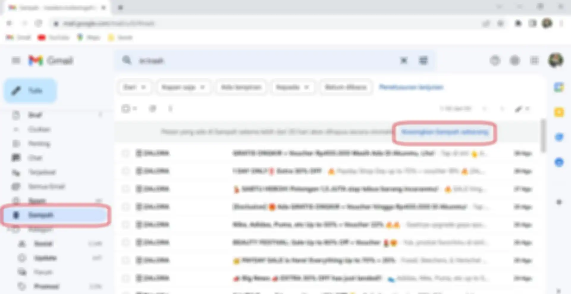 Cara menghapus semua email pada Gmail Web
