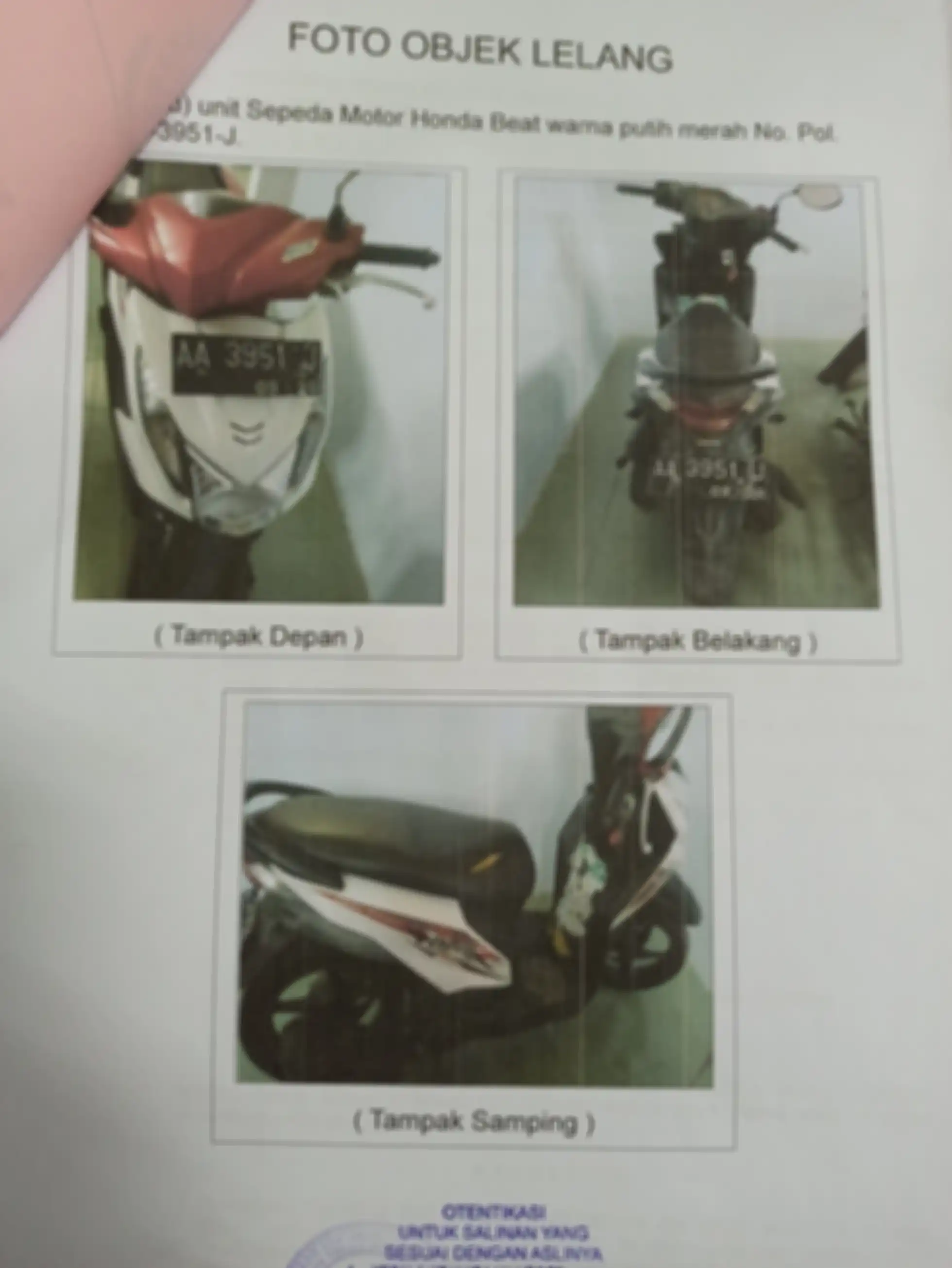 Honda BeAT dilelang KPKNL Purwokerto cuma Rp 2 jutaan 