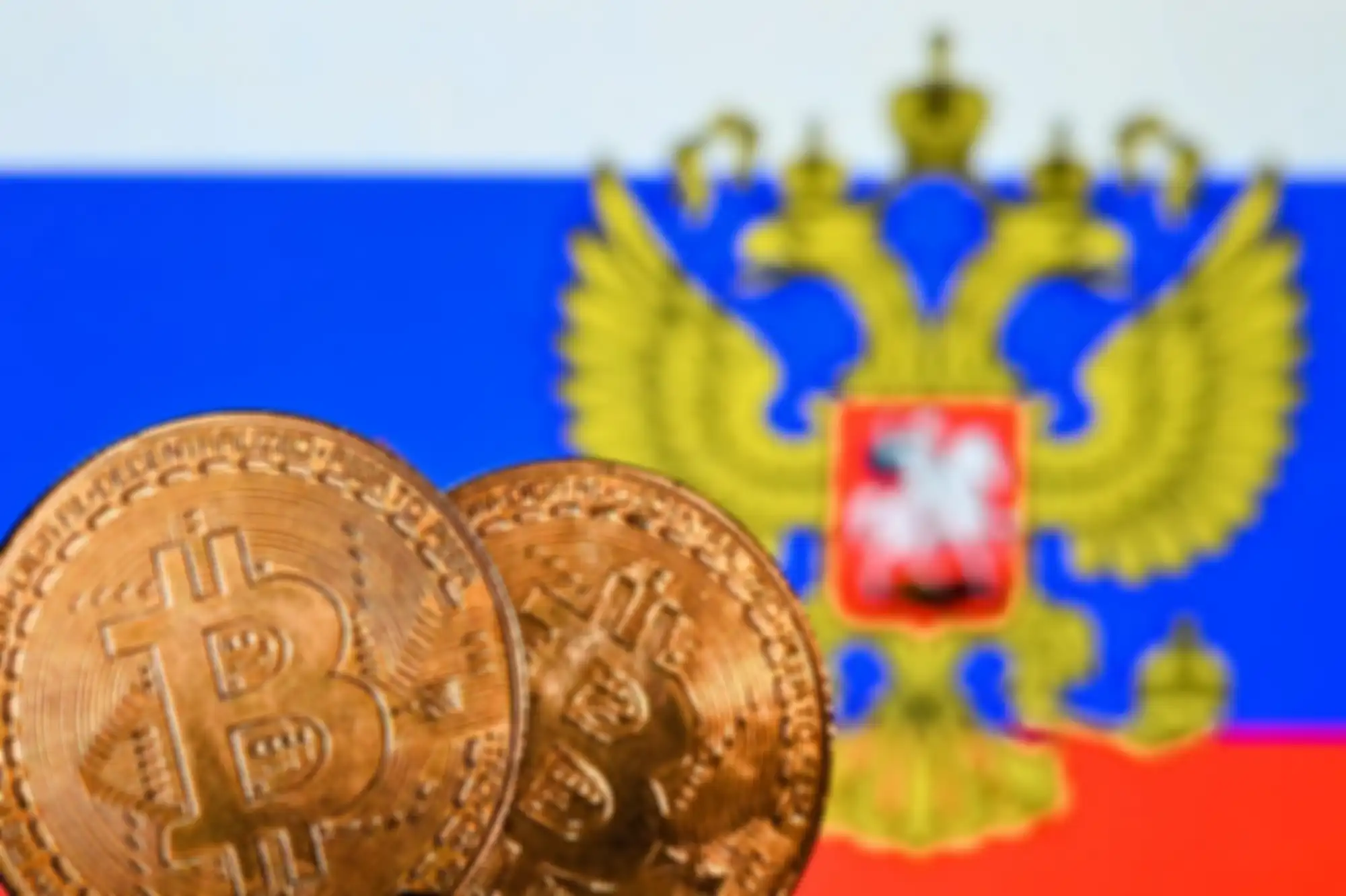 Bendera Rusia dan Bitcoin