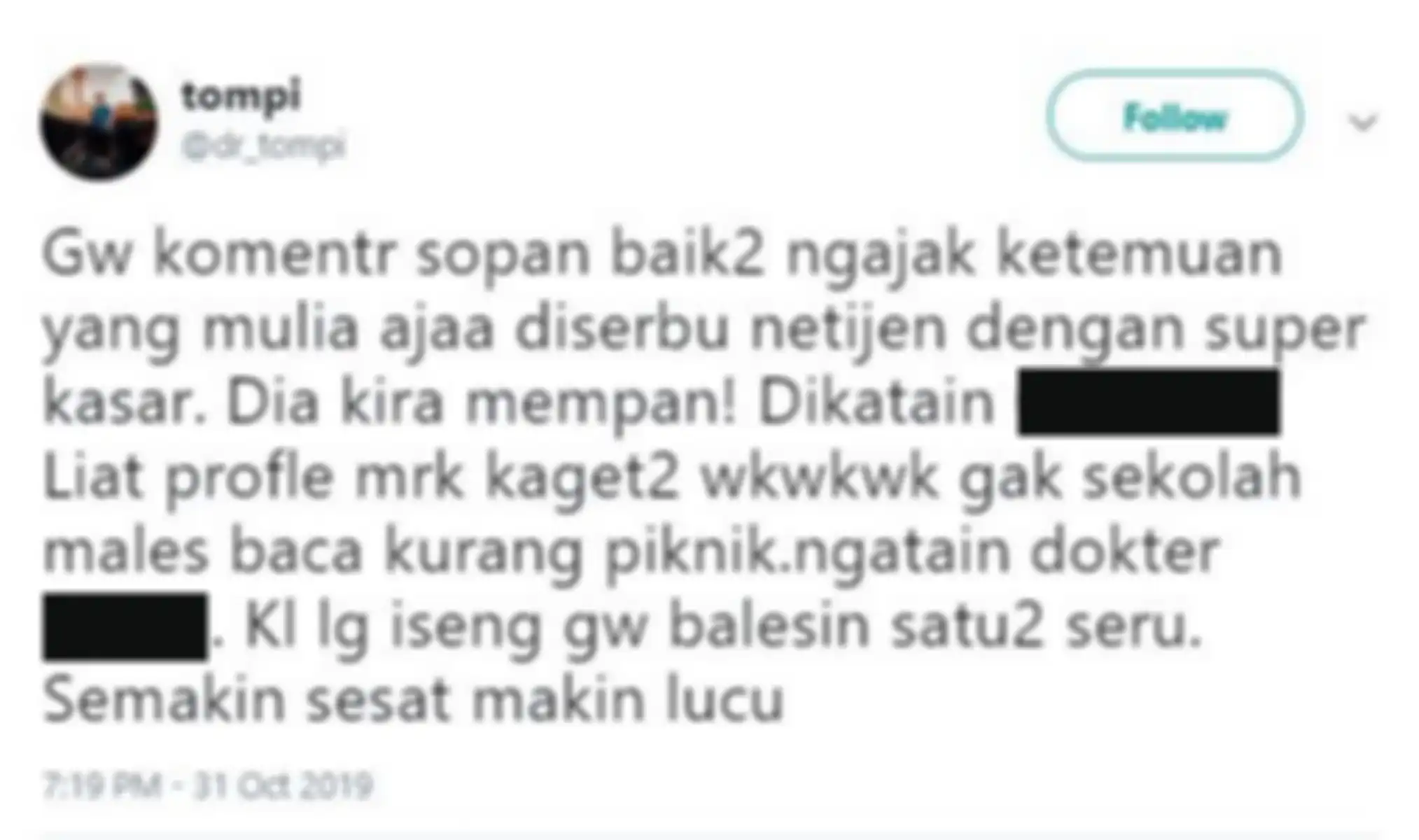 Komentar Tompi terkait tweetnya yang trending.