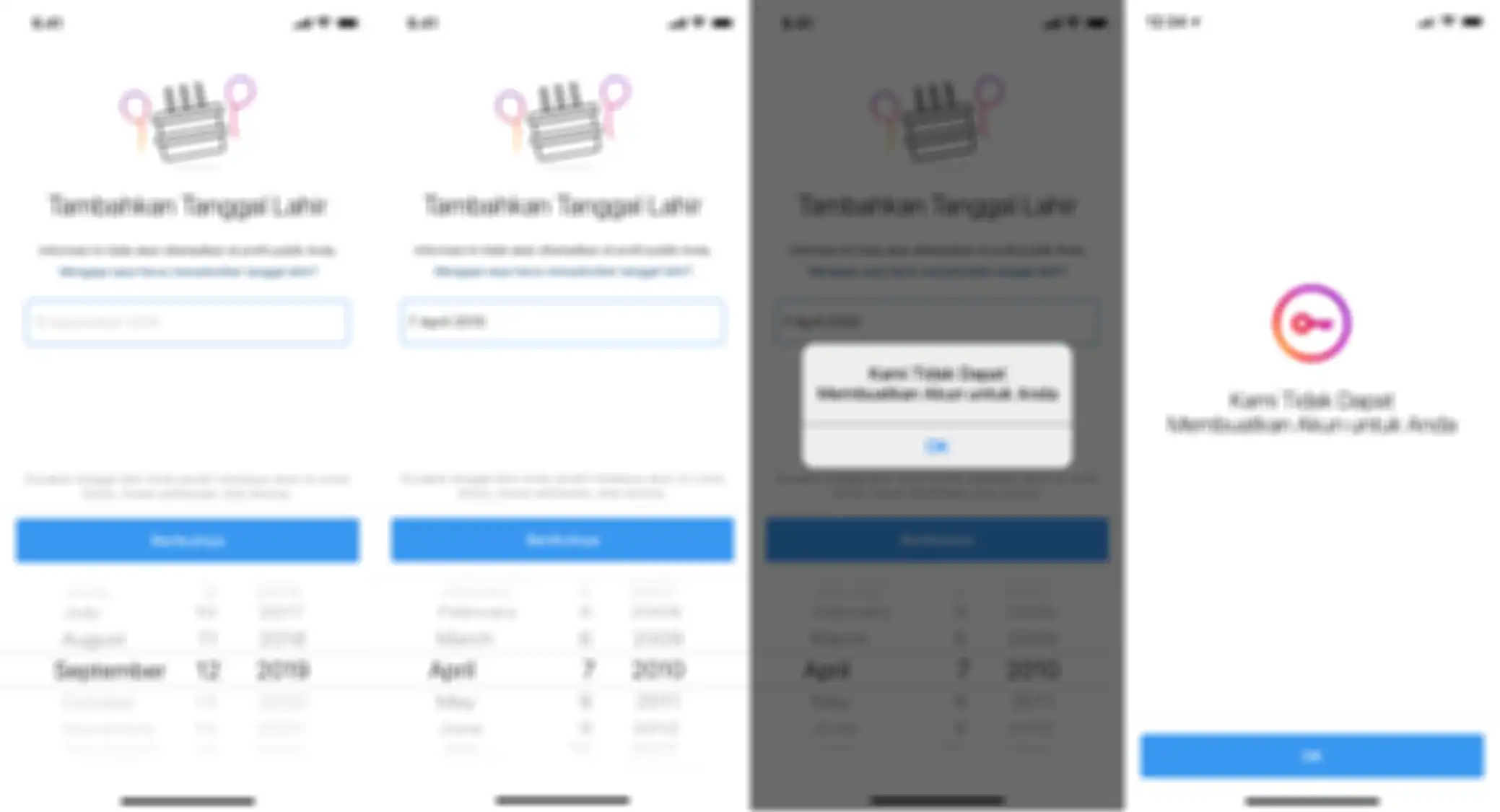 Instagram mempertanyakan tanggal lahir pengguna.