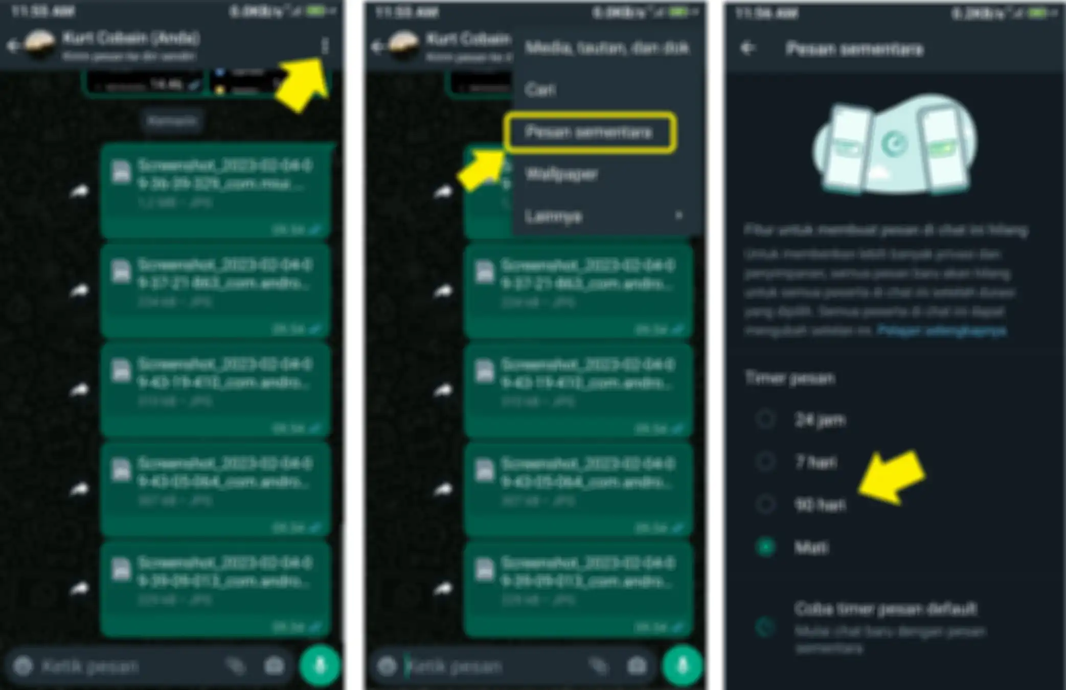 Fitur pesan sementara untuk hapus pesan otomatis di WhatsApp.