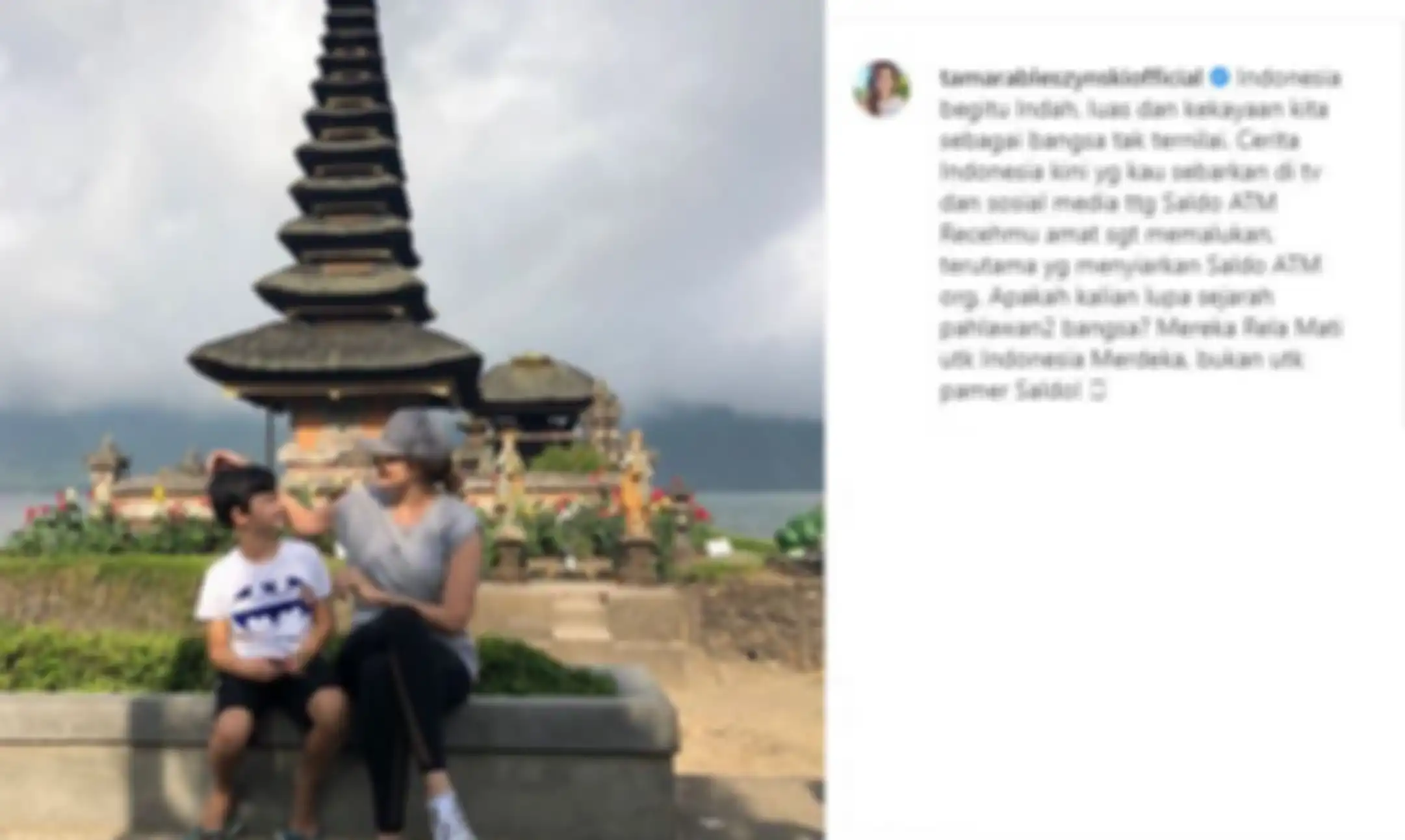 Unggahan Tamara Bleszynski yang mengkritik sederet artis doyan pamer isi saldo ATM.