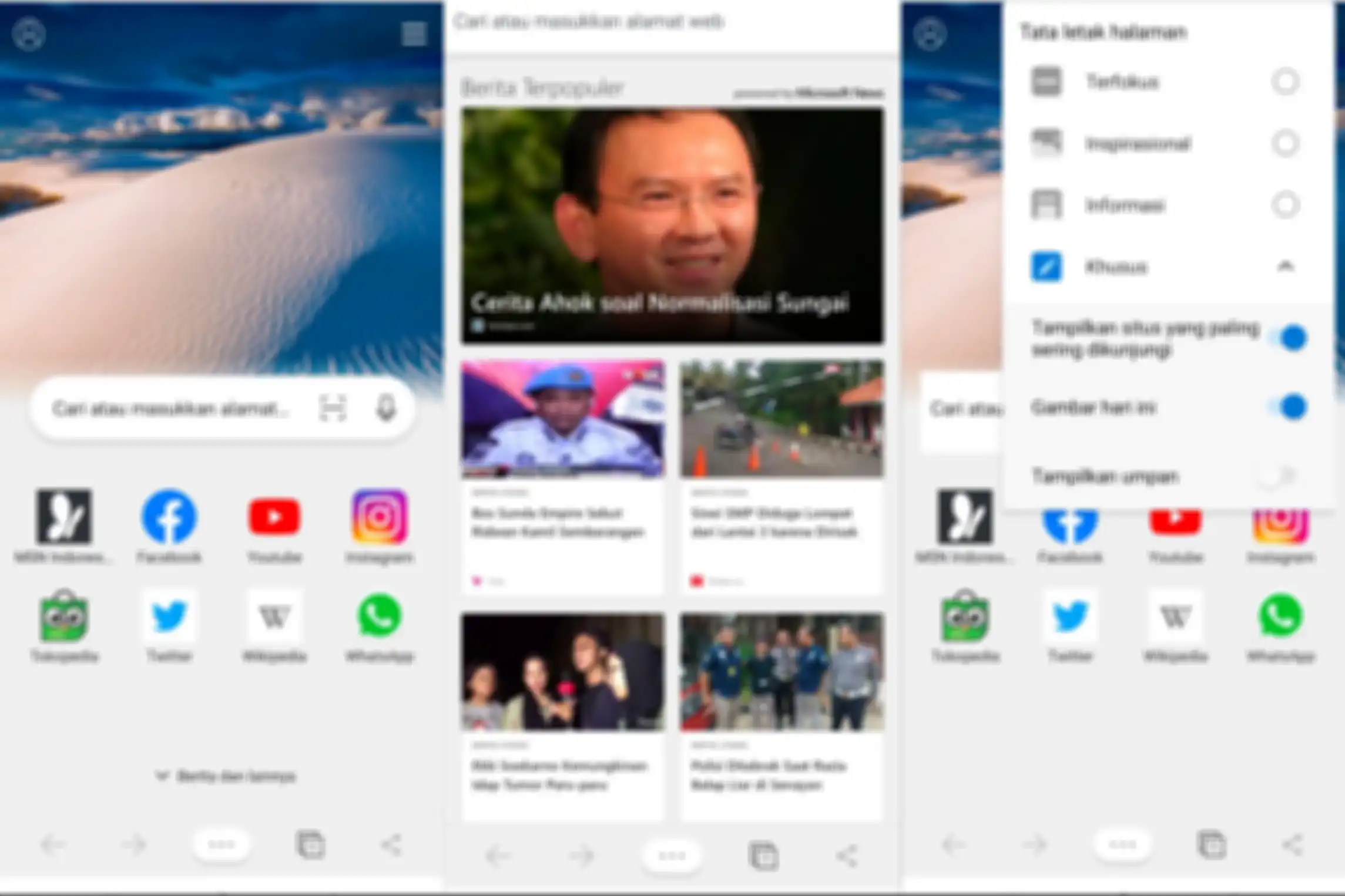 Tampilan Microsoft Edge di Android.