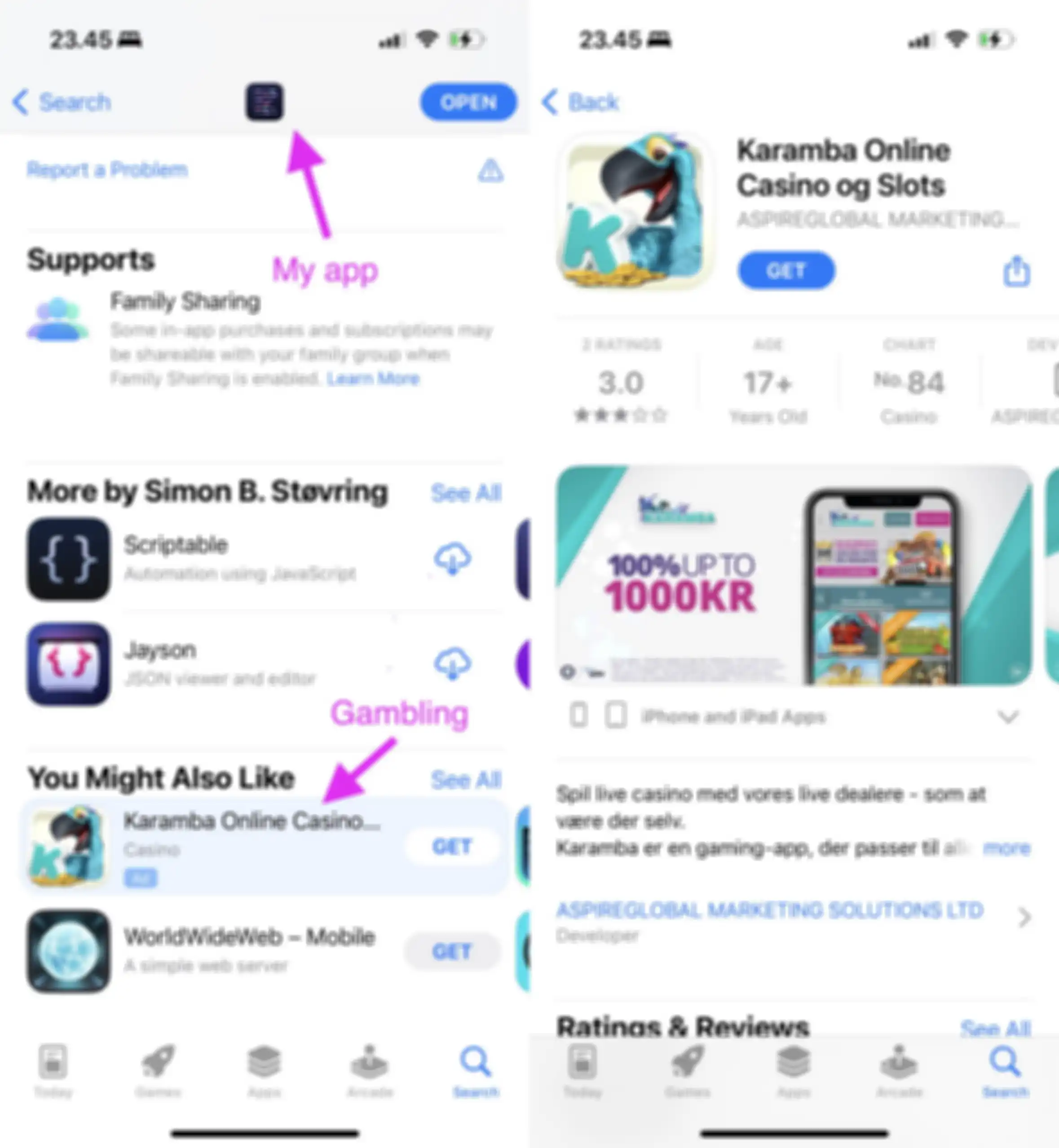 Iklan aplikasi judi di App Store