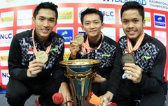 Trio Tunggal Putra Indonesia Kompak Raih Titel Juara secara Bergantian